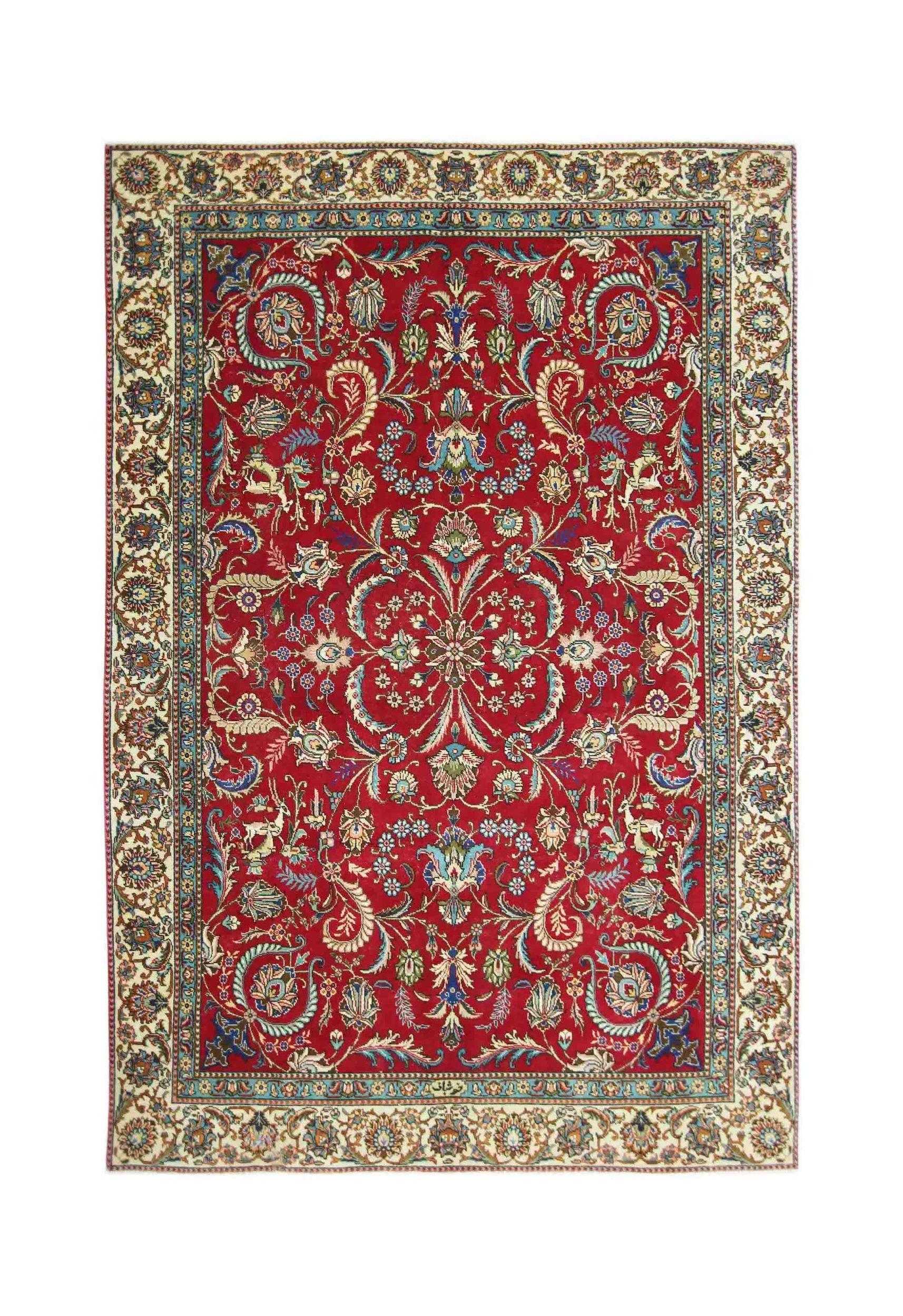 Handmade Vintage Persian Tabriz Rug | 275 x 184 cm | 9' x 6' - Najaf Rugs & Textile