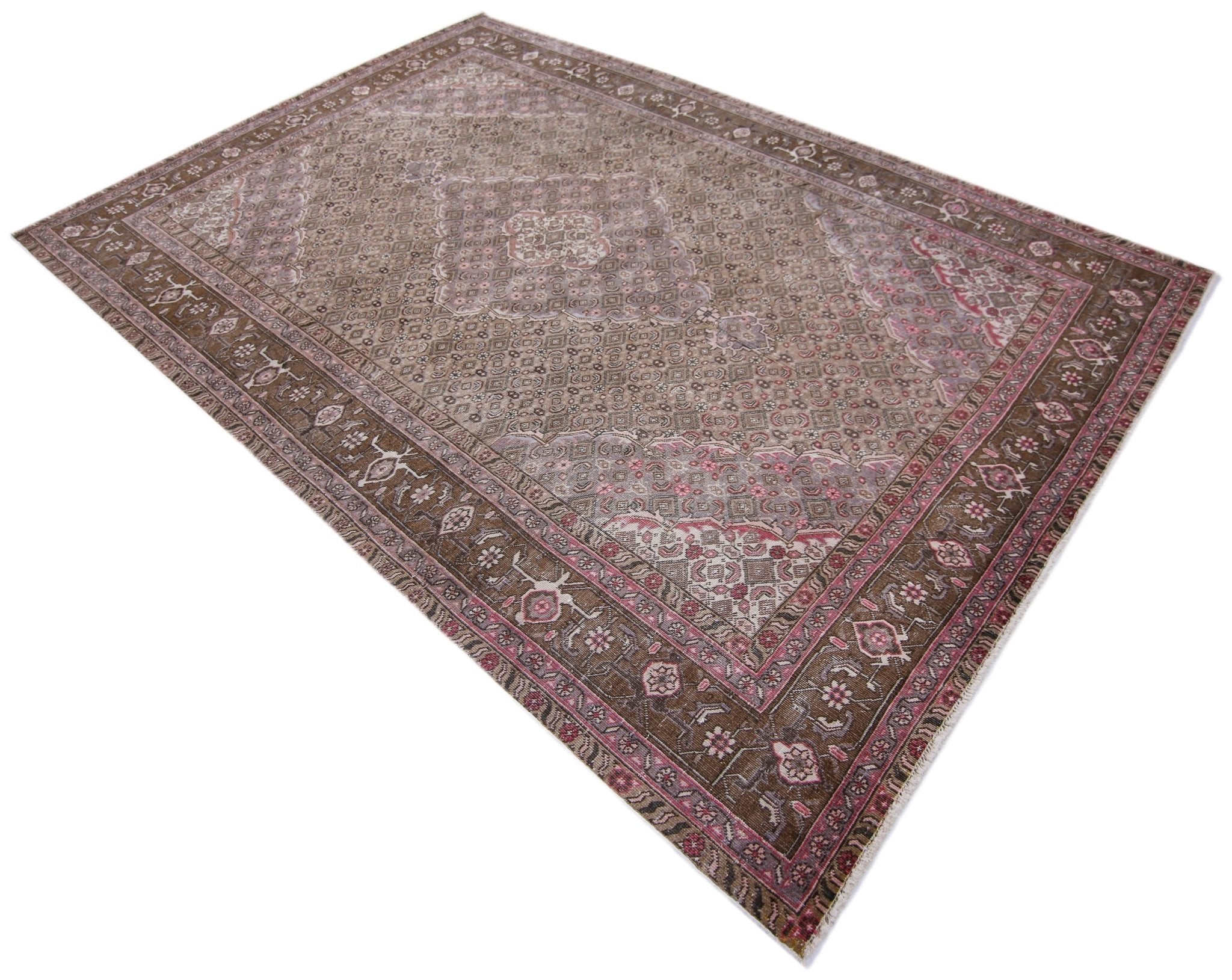 Handmade Vintage Persian Tabriz Rug | 281 x 194 cm | 9'3" x 6'4" - Najaf Rugs & Textile