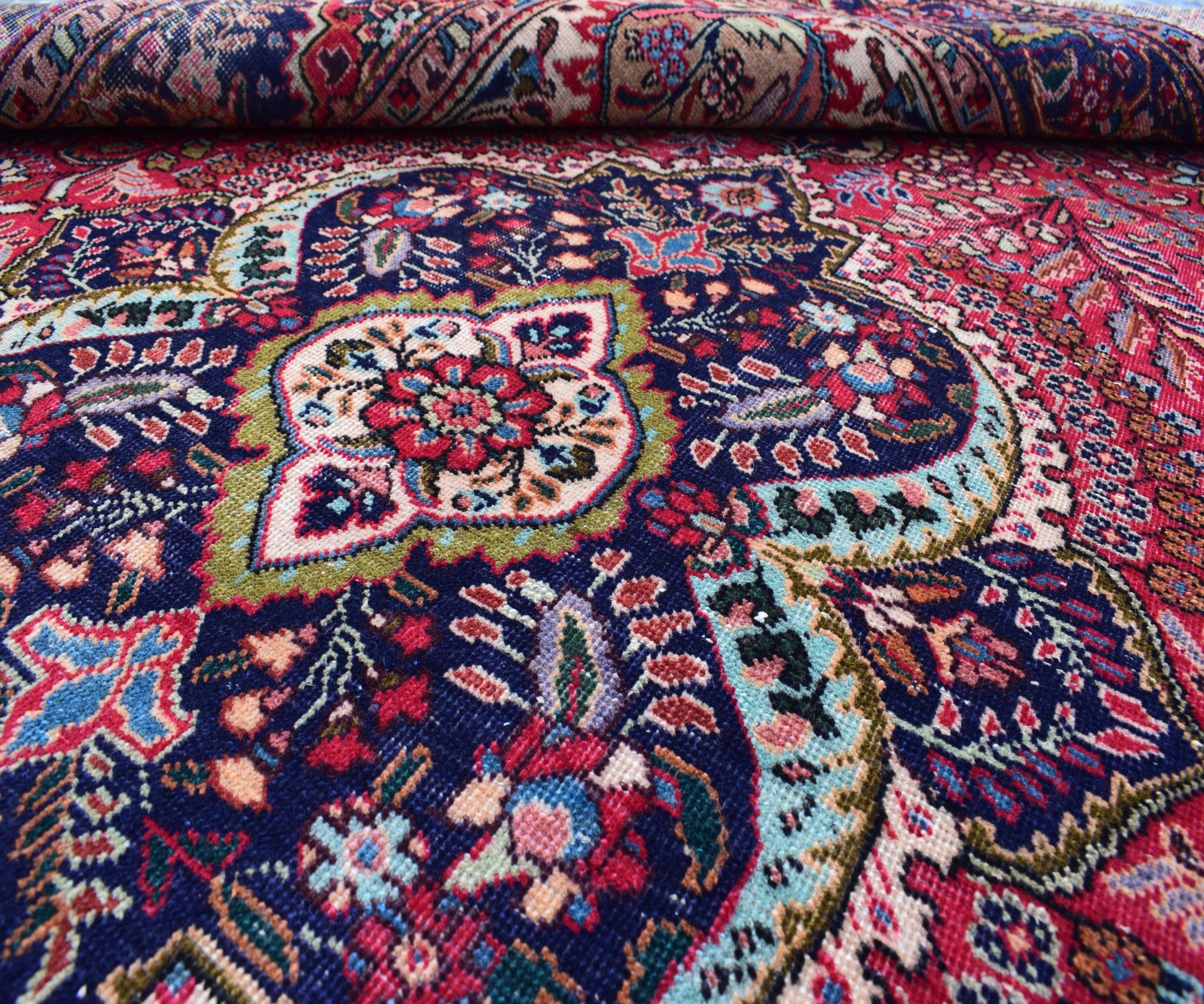 Handmade Vintage Persian Tabriz Rug | 282 x 198 cm | 9'2" x 6'5" - Najaf Rugs & Textile