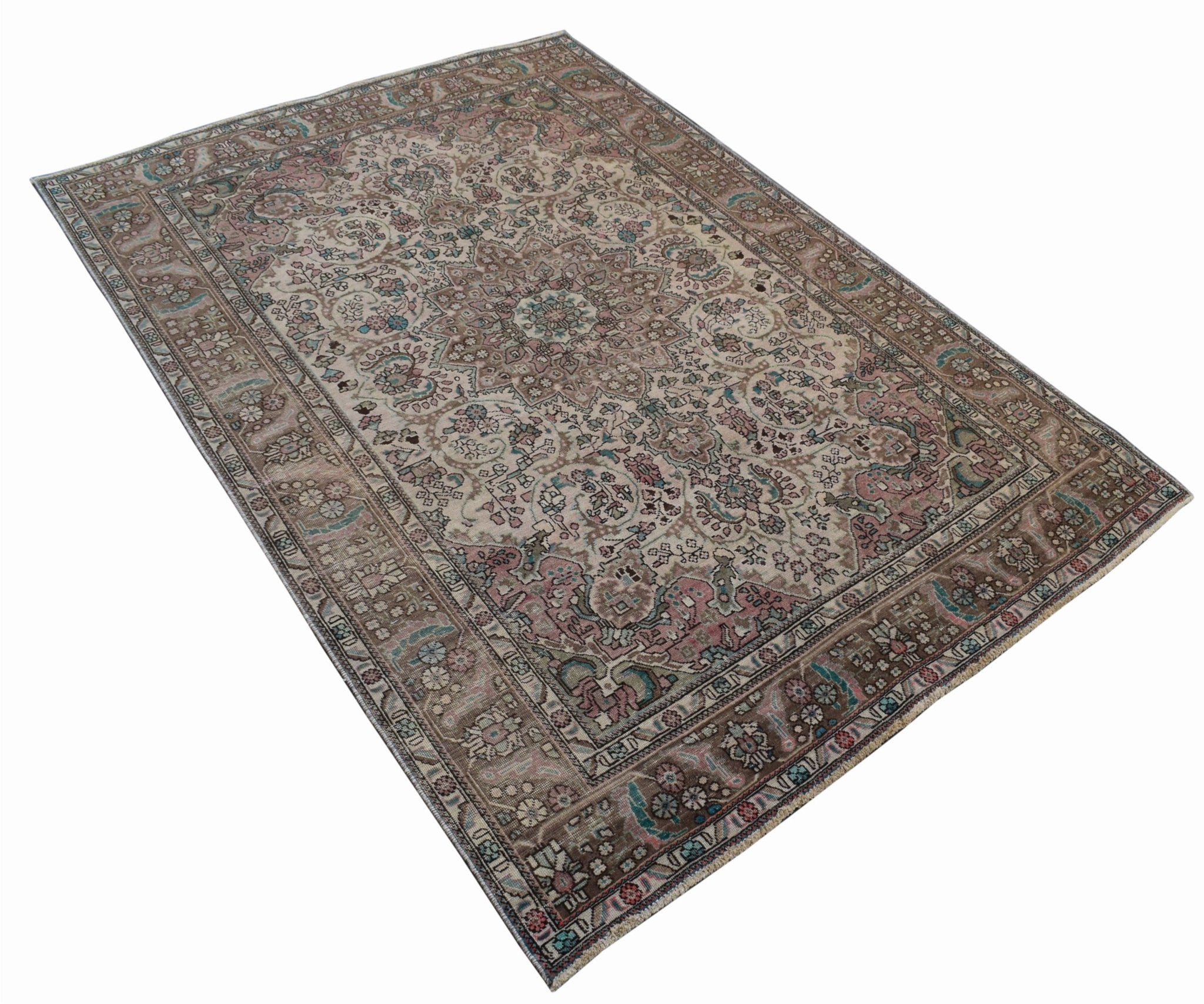 Handmade Vintage Persian Tabriz Rug | 282 x 203 cm | 9'2" x 6'6" - Najaf Rugs & Textile