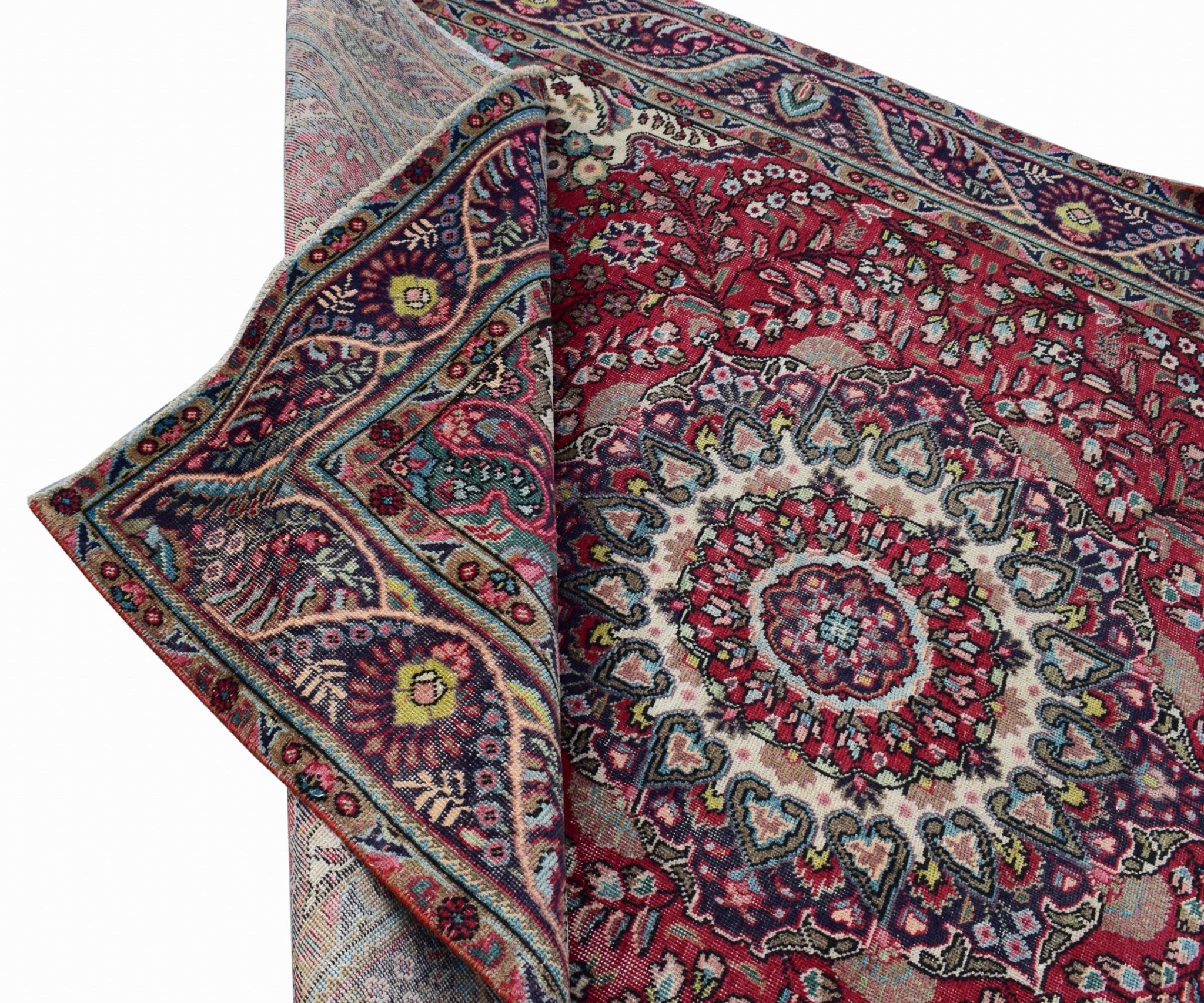 Handmade Vintage Persian Tabriz Rug | 283 x 195 cm | 9'2" x 6'4" - Najaf Rugs & Textile