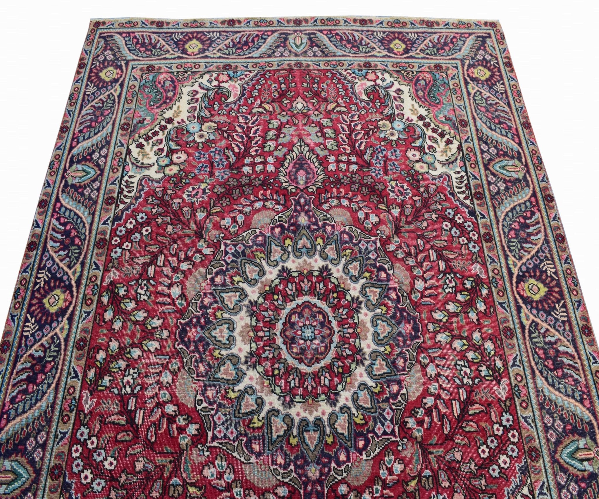 Handmade Vintage Persian Tabriz Rug | 283 x 195 cm | 9'2" x 6'4" - Najaf Rugs & Textile