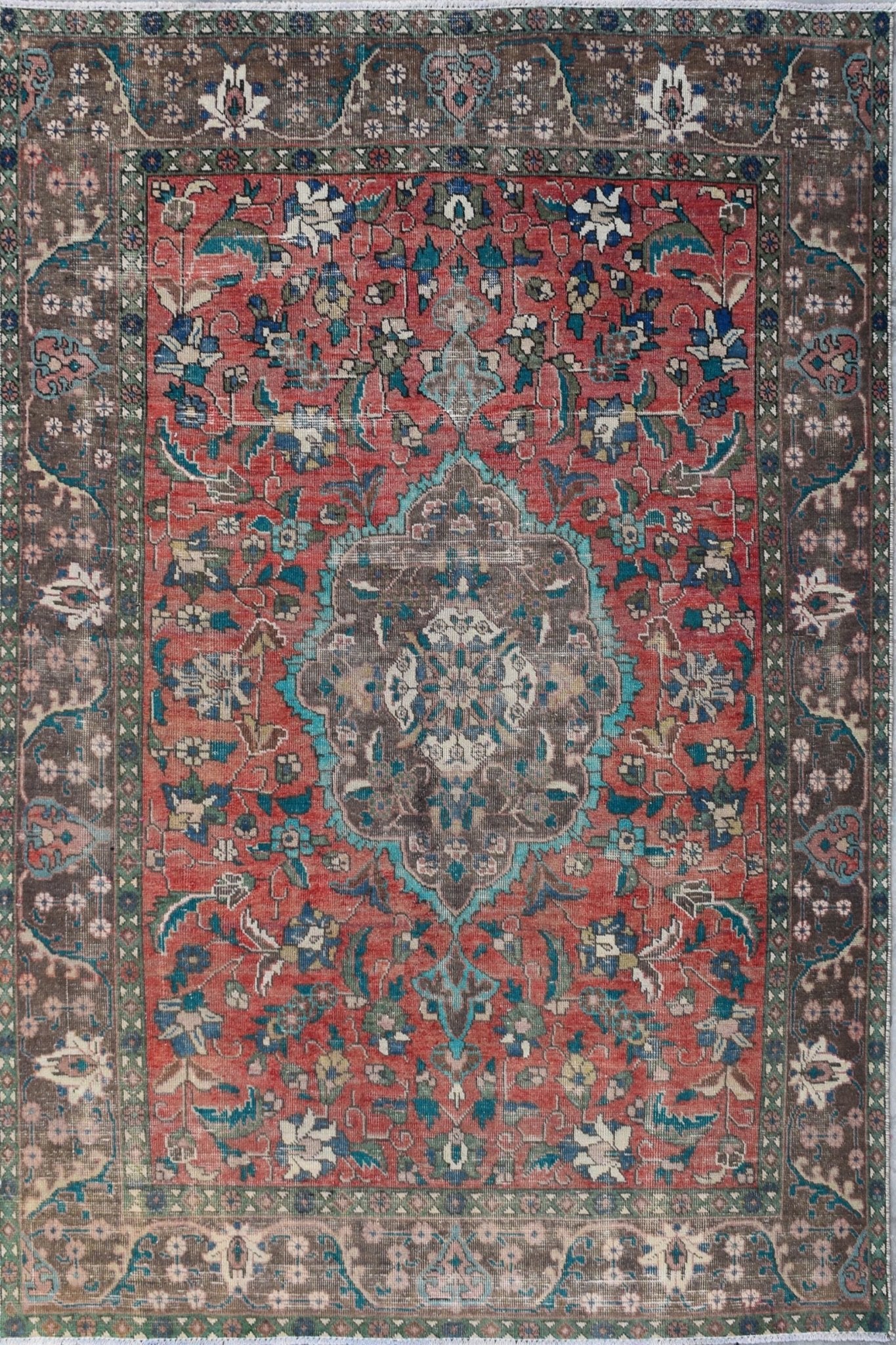 Handmade Vintage Persian Tabriz Rug | 283 x 201 cm | 9'2" x 6'5" - Najaf Rugs & Textile