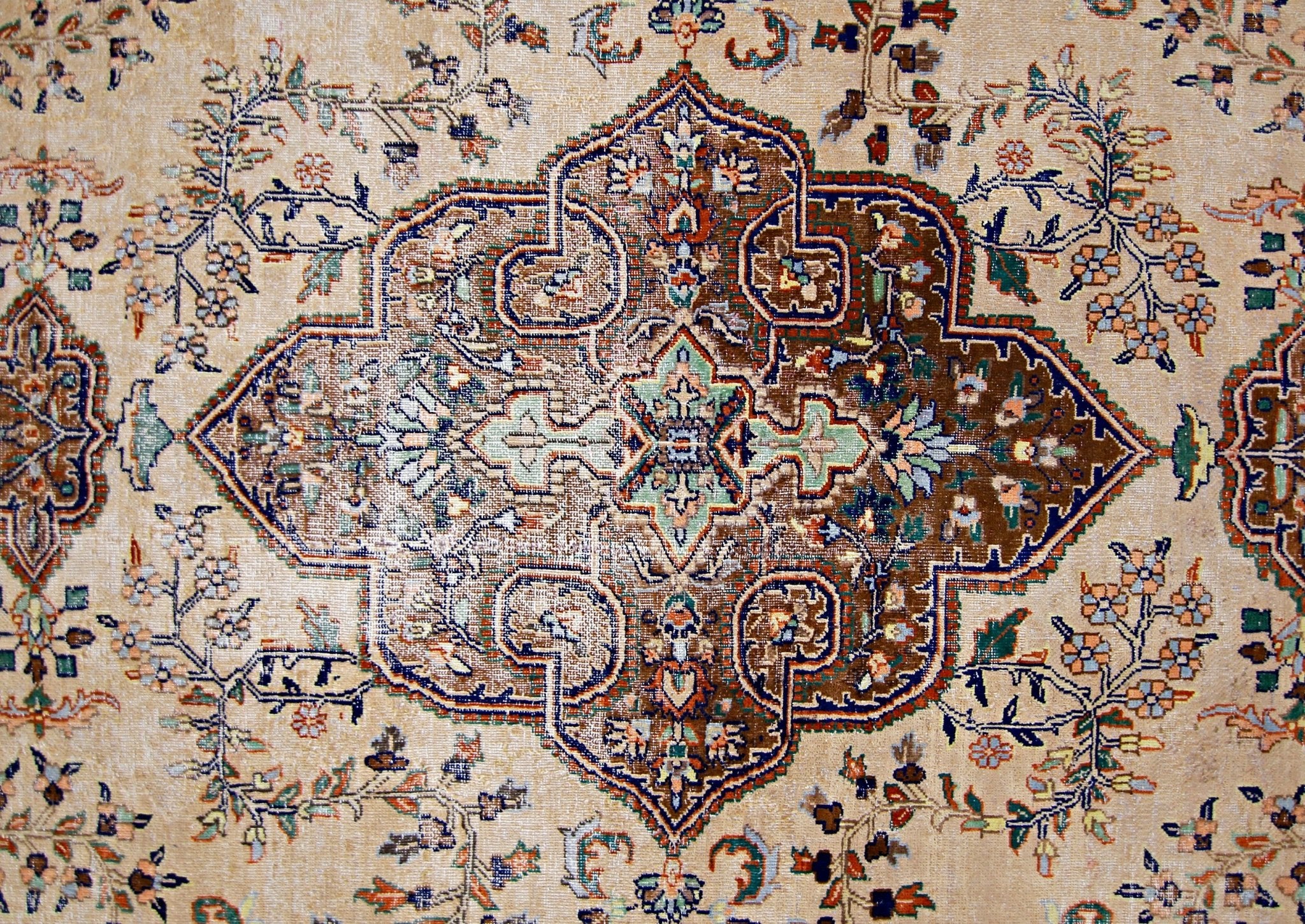 Handmade Vintage Persian Tabriz Rug | 286 x 178 cm | 9'5" x 5'10" - Najaf Rugs & Textile
