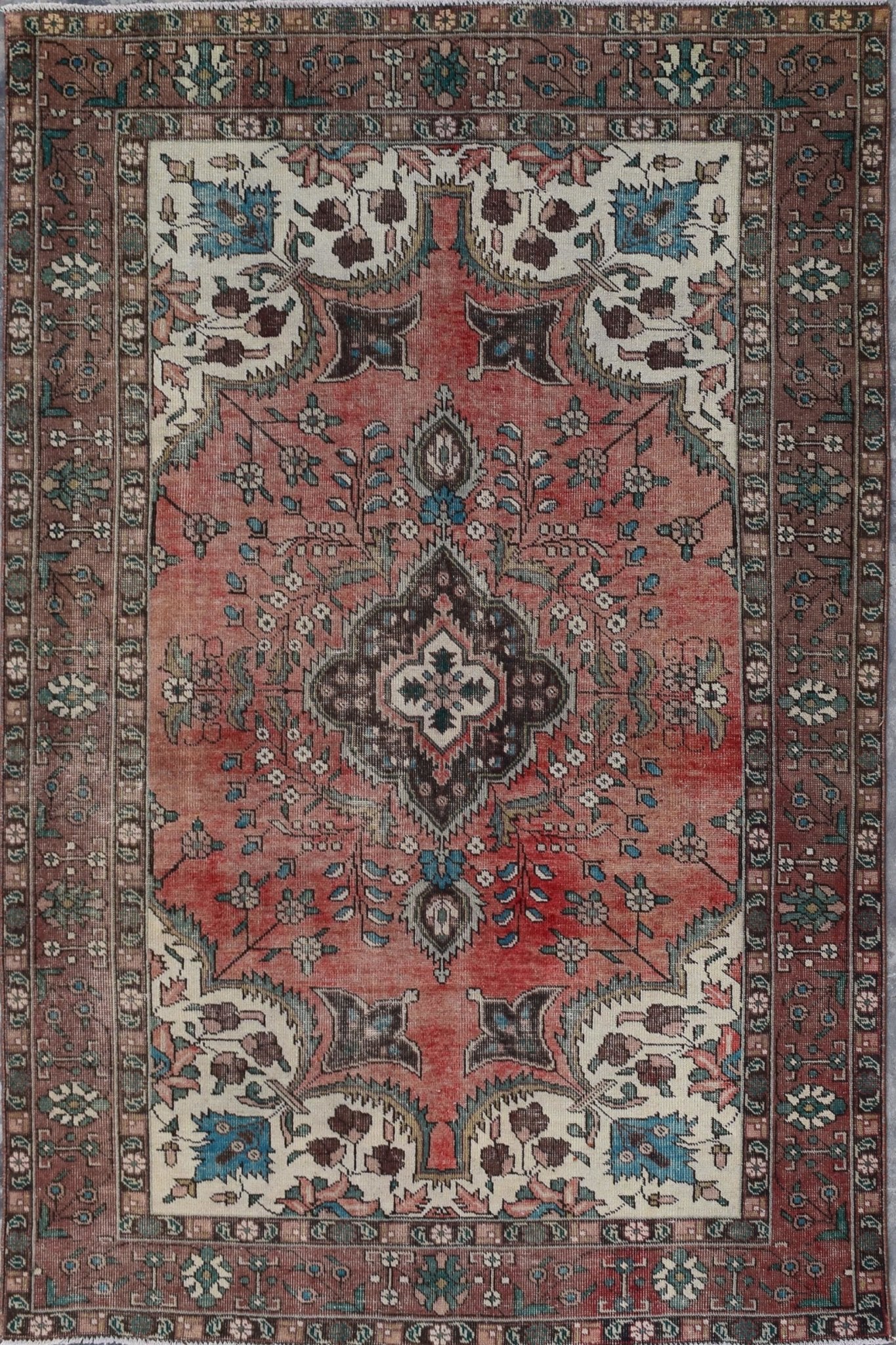 Handmade Vintage Persian Tabriz Rug | 288 x 190 cm | 9'4" x 6'2" - Najaf Rugs & Textile