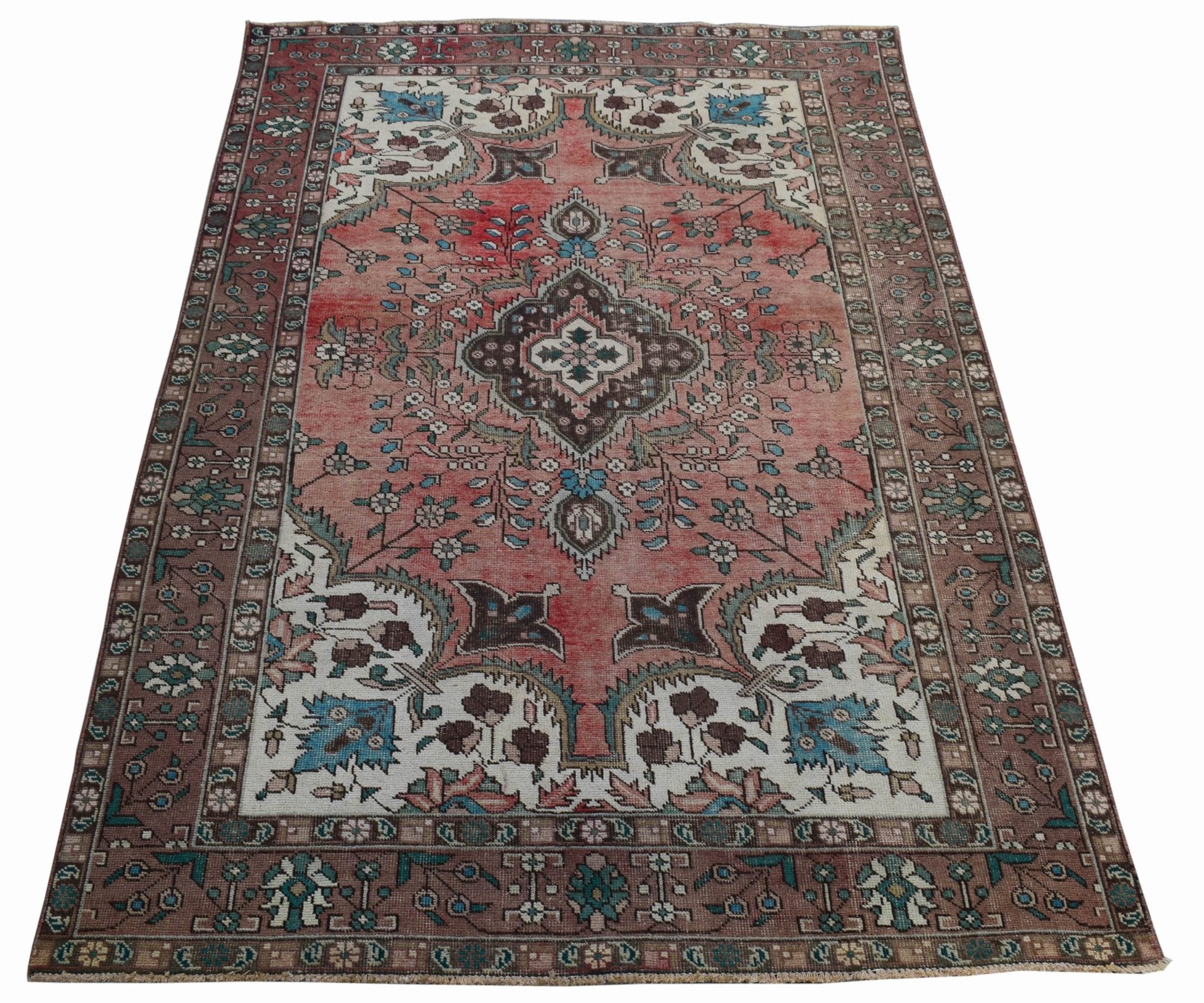 Handmade Vintage Persian Tabriz Rug | 288 x 190 cm | 9'4" x 6'2" - Najaf Rugs & Textile