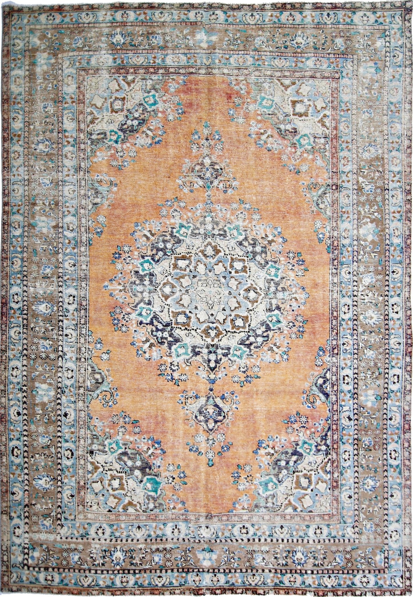 Handmade Vintage Persian Tabriz Rug | 288 x 190 cm | 9'5" x 6'3" - Najaf Rugs & Textile