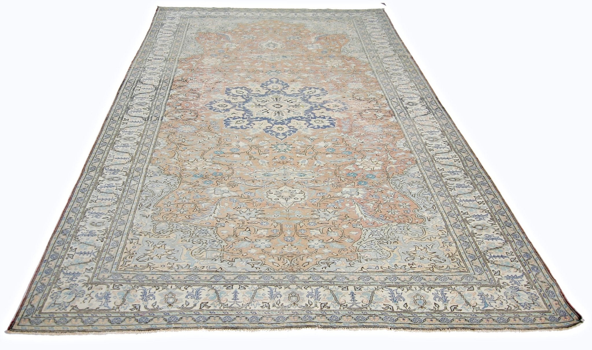 Handmade Vintage Persian Tabriz Rug | 289 x 196 cm | 9'6" x 6'5" - Najaf Rugs & Textile