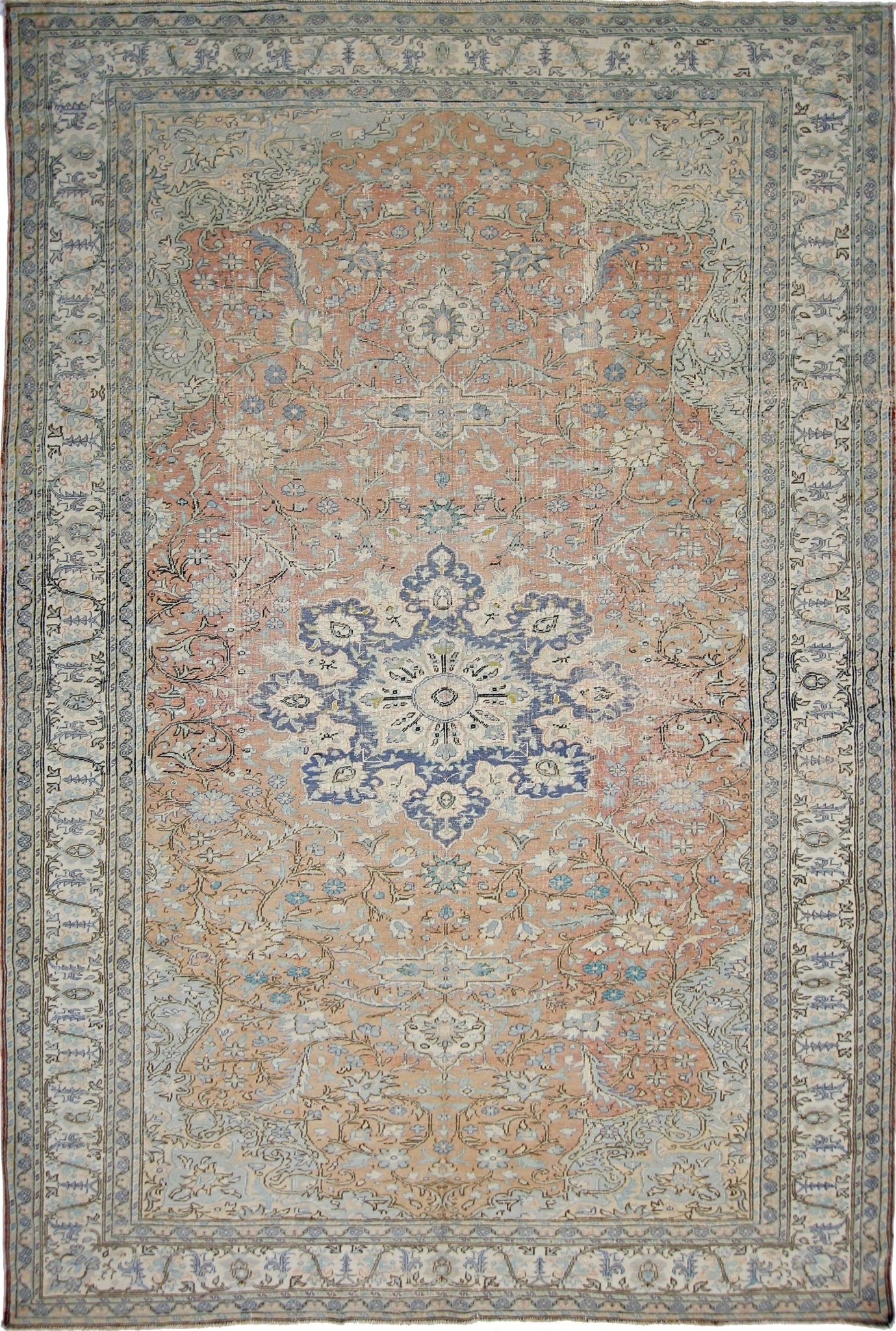 Handmade Vintage Persian Tabriz Rug | 289 x 196 cm | 9'6" x 6'5" - Najaf Rugs & Textile