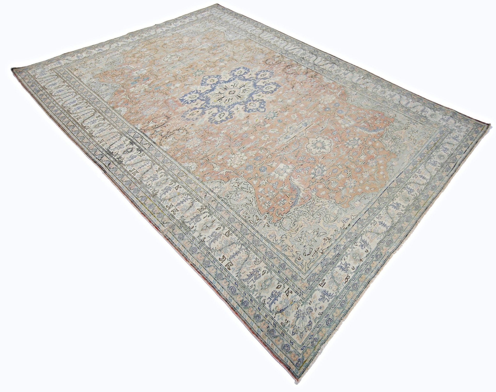 Handmade Vintage Persian Tabriz Rug | 289 x 196 cm | 9'6" x 6'5" - Najaf Rugs & Textile
