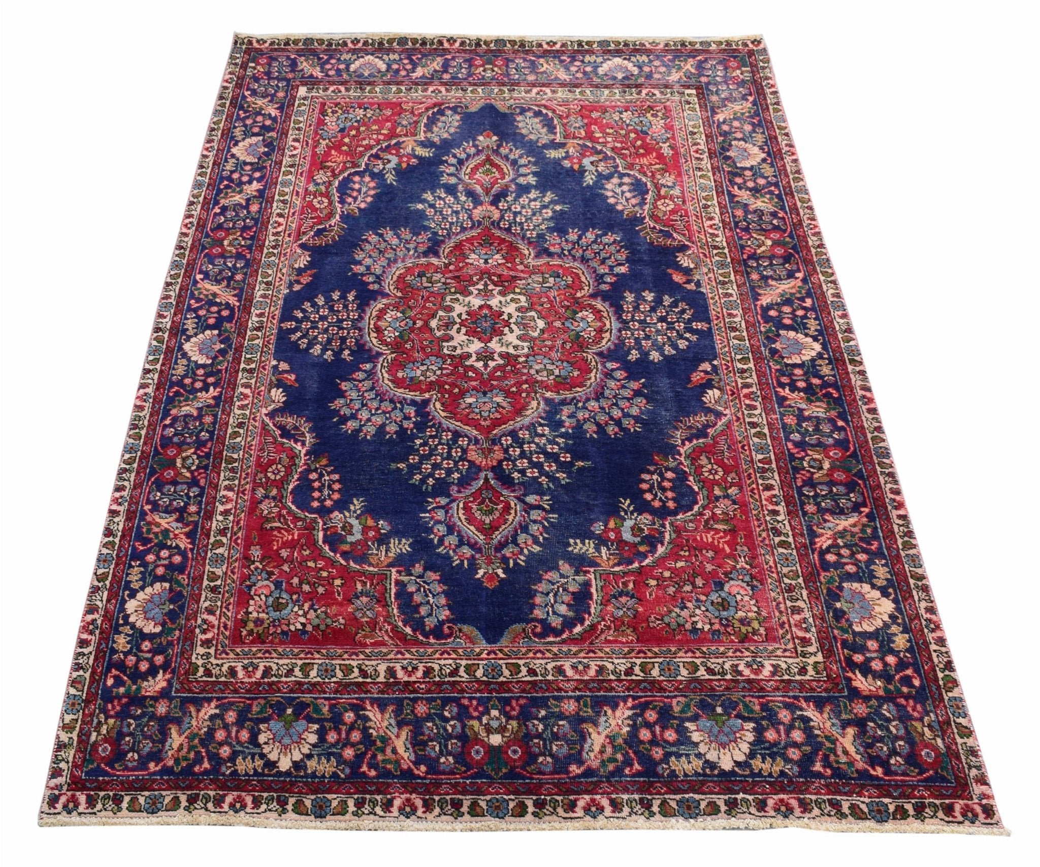 Handmade Vintage Persian Tabriz Rug | 290 x 204 cm | 9'5" x 6'6" - Najaf Rugs & Textile