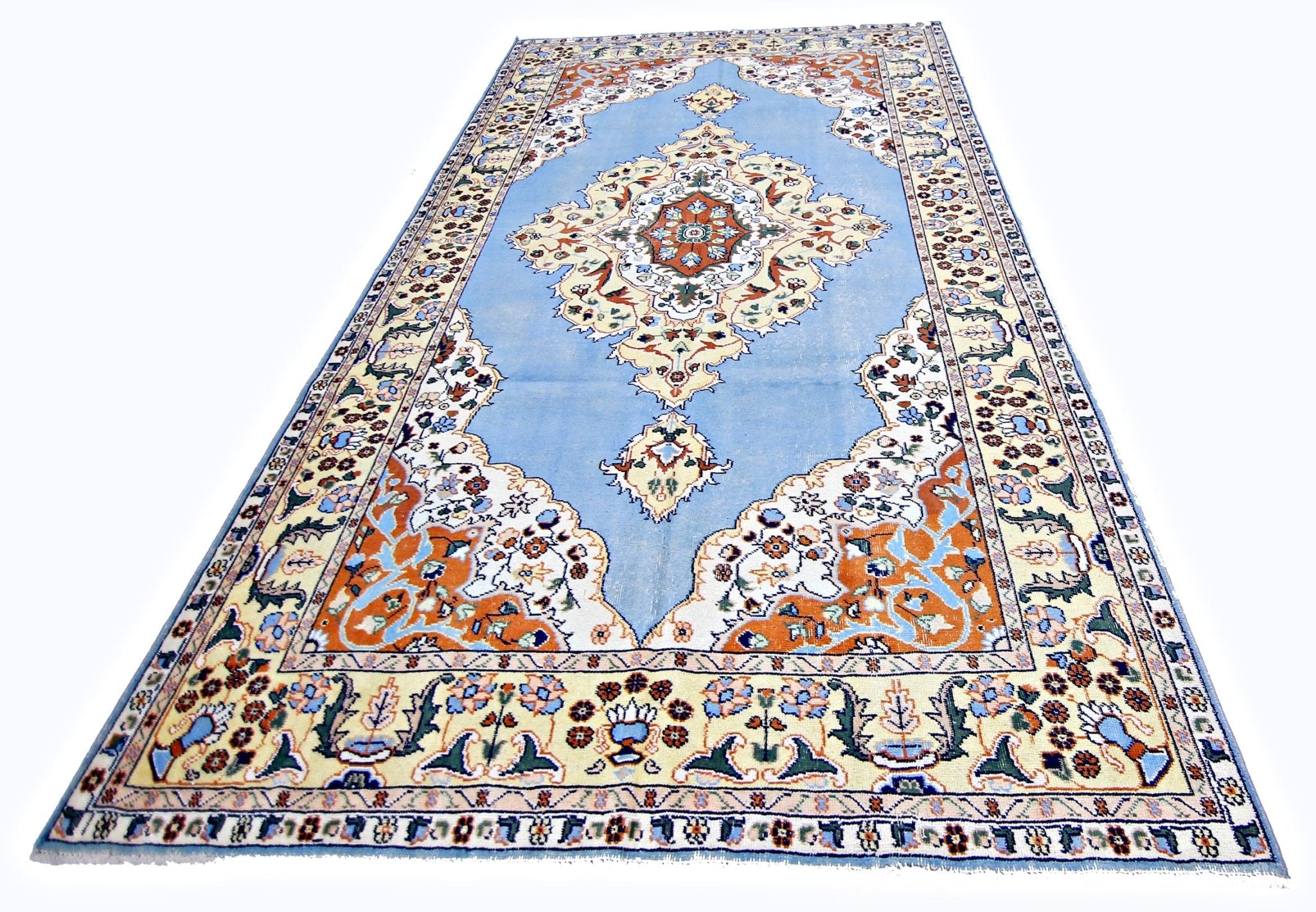 Handmade Vintage Persian Tabriz Rug | 294 x 193 cm | 9'8" x 6'4" - Najaf Rugs & Textile