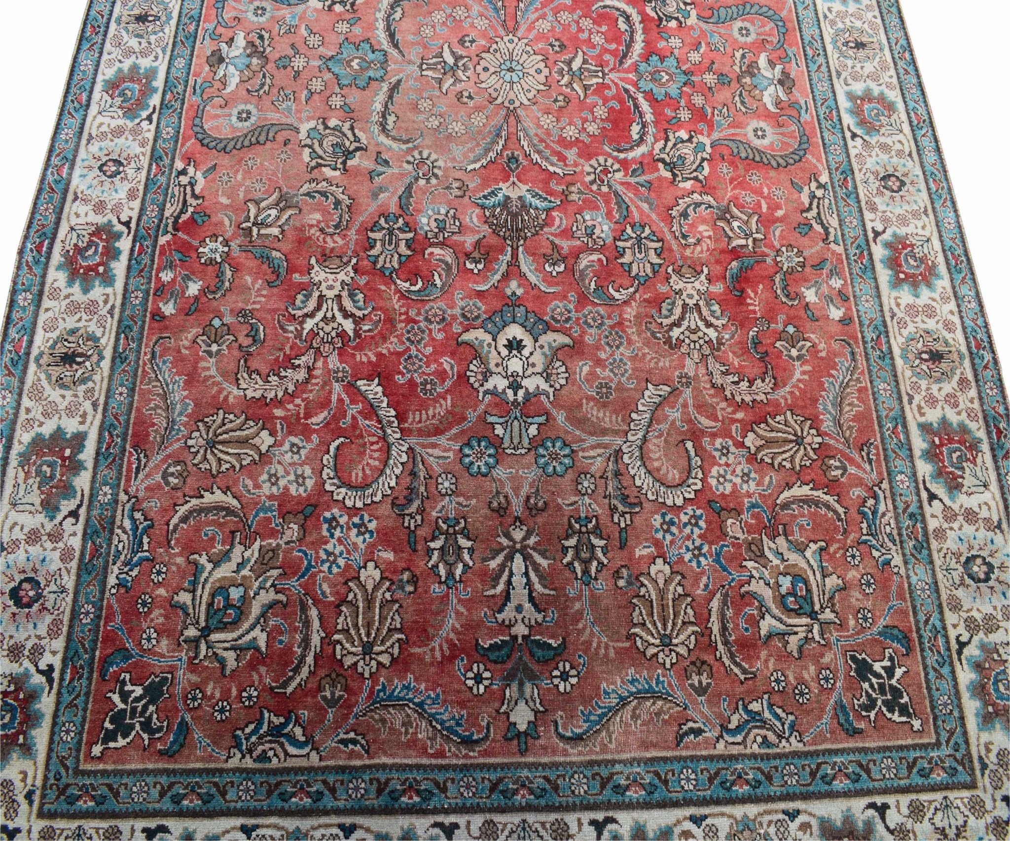 Handmade Vintage Persian Tabriz Rug | 297 x 196 cm | 9'7" x 6'4" - Najaf Rugs & Textile