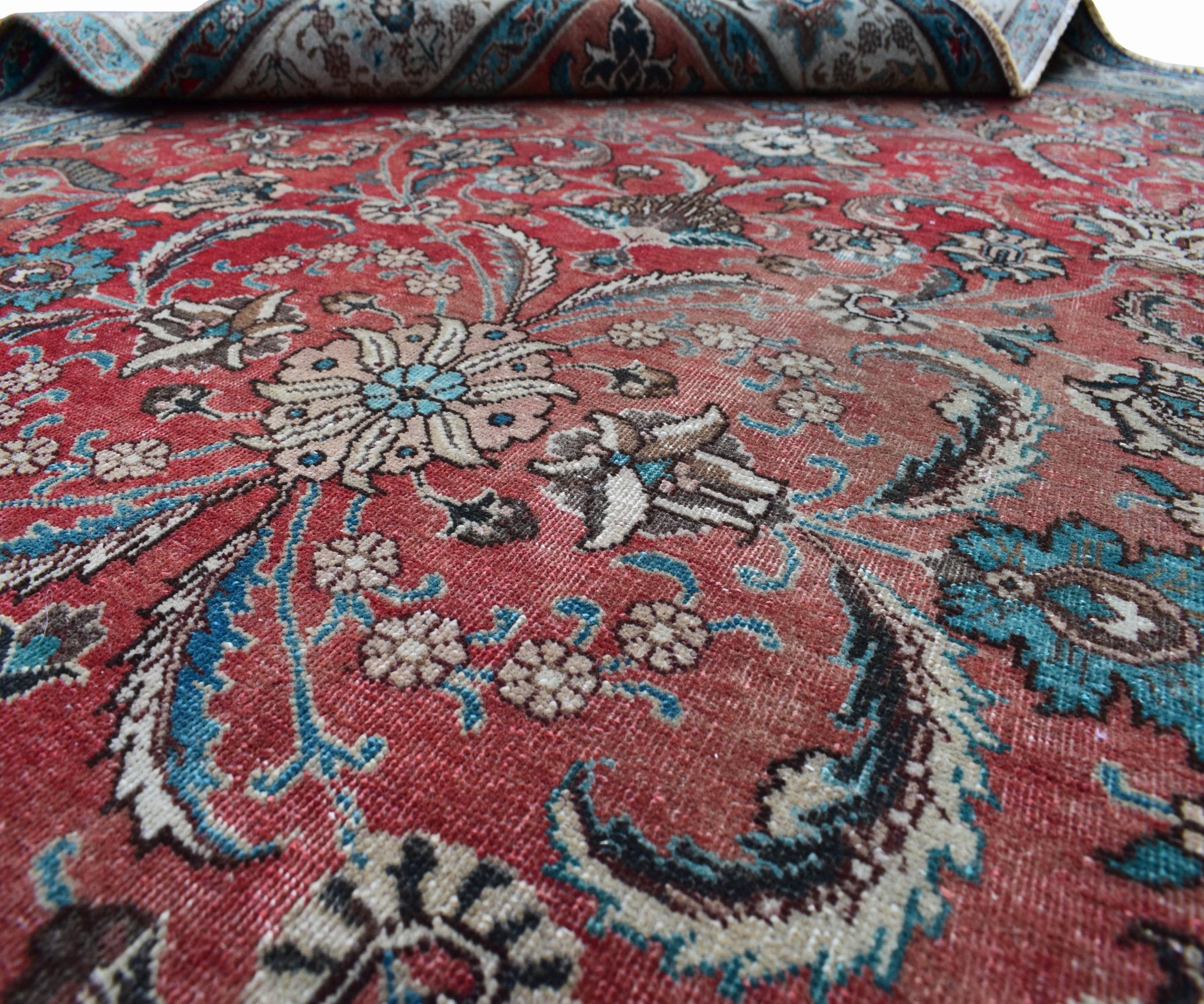 Handmade Vintage Persian Tabriz Rug | 297 x 196 cm | 9'7" x 6'4" - Najaf Rugs & Textile