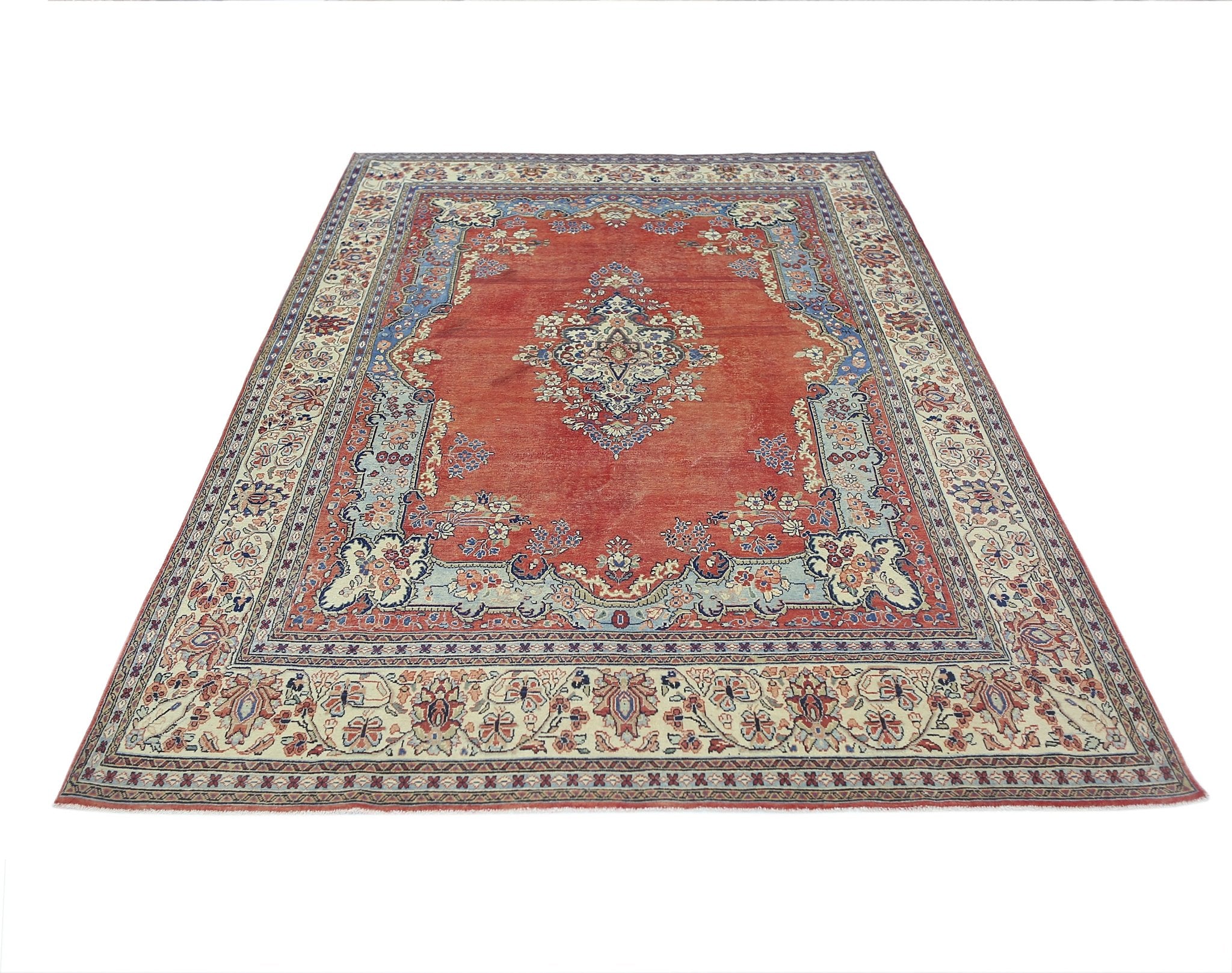 Handmade Vintage Persian Tabriz Rug | 299 x 206 cm | 9'10" x 6'9" - Najaf Rugs & Textile