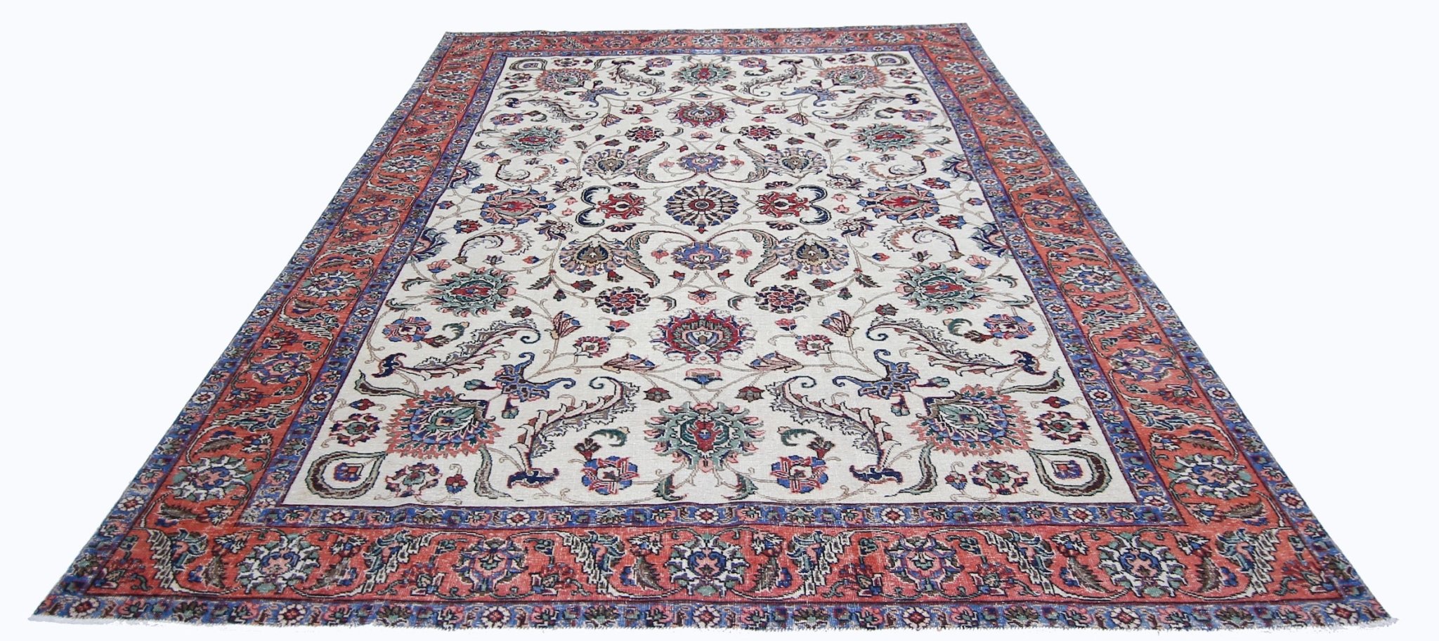 Handmade Vintage Persian Tabriz Rug | 318 x 226 cm | 10'5" x 7'5" - Najaf Rugs & Textile