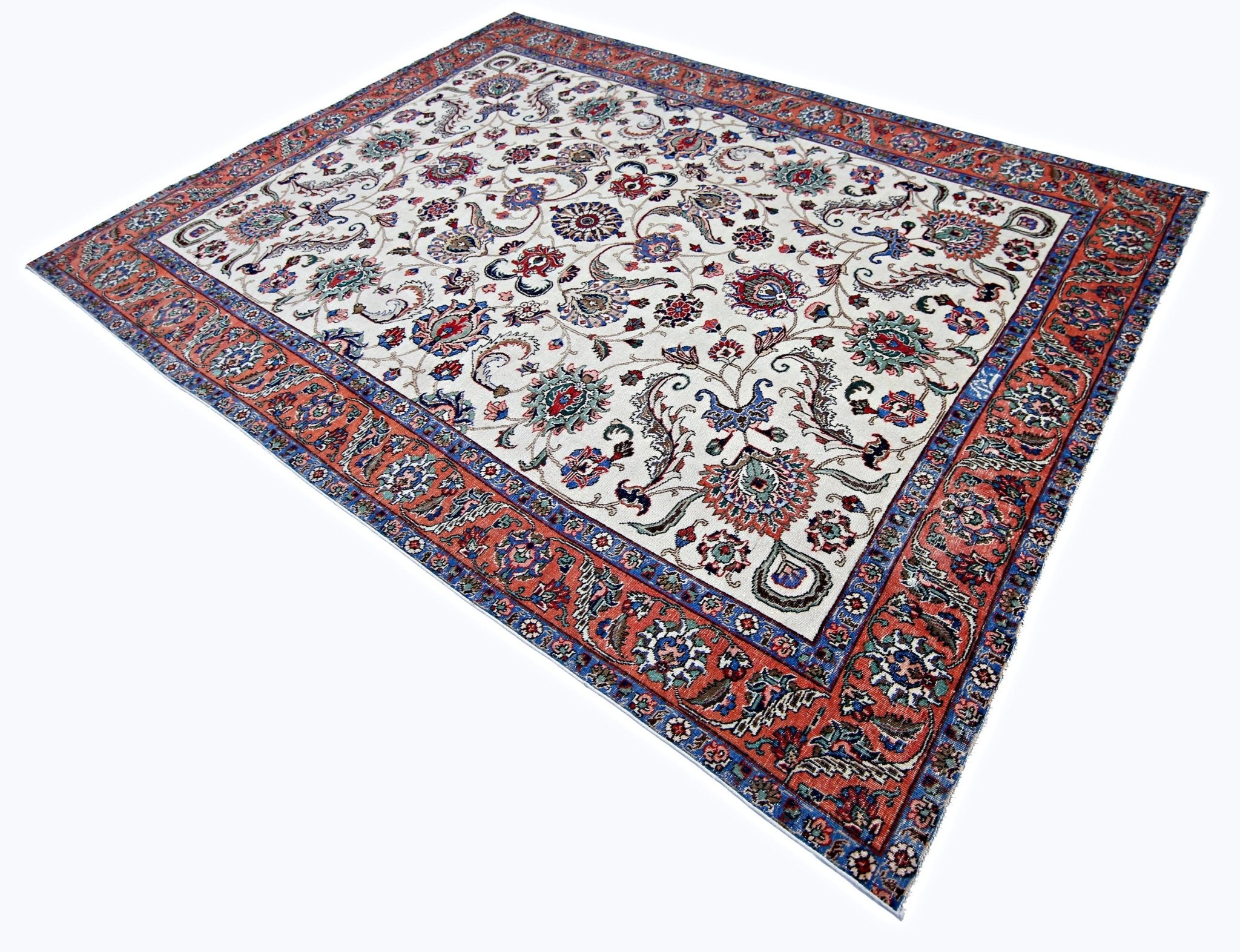 Handmade Vintage Persian Tabriz Rug | 318 x 226 cm | 10'5" x 7'5" - Najaf Rugs & Textile