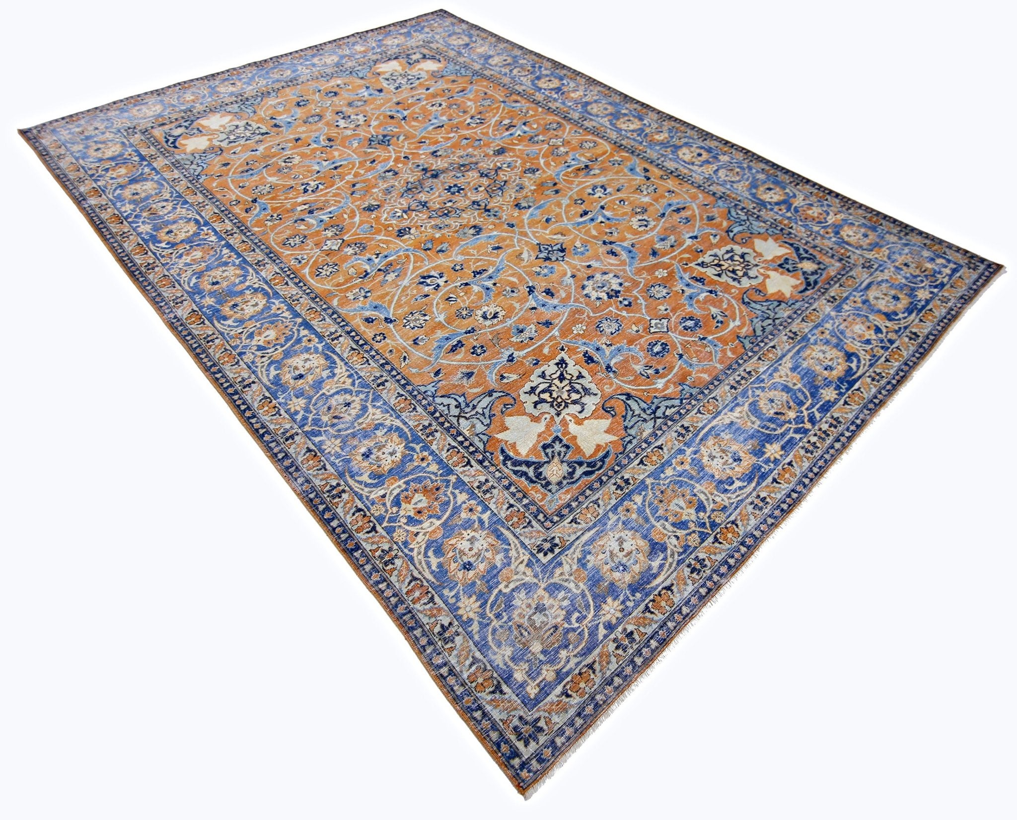 Handmade Vintage Persian Tabriz Rug | 335 x 227 cm | 11' x 7'5" - Najaf Rugs & Textile