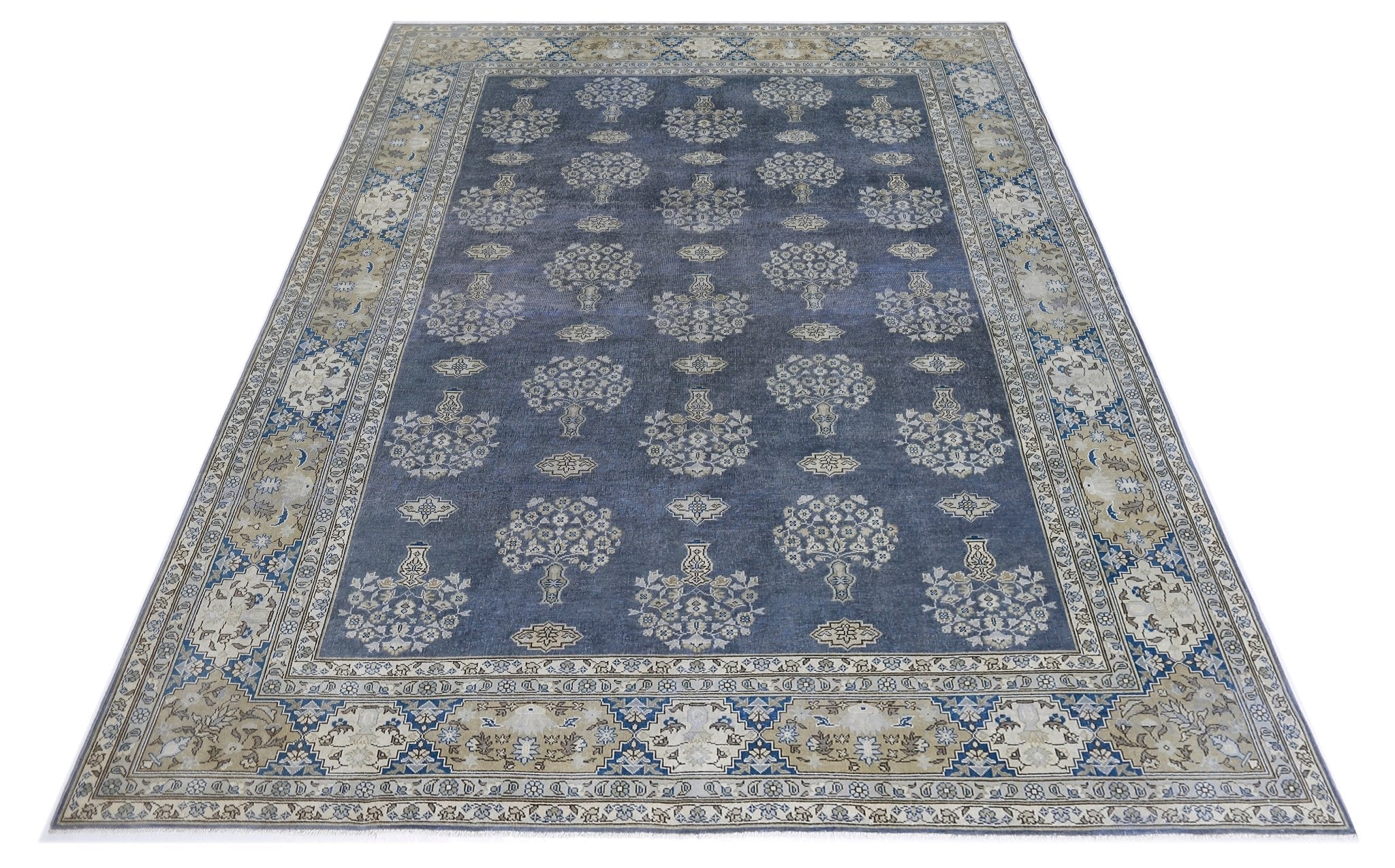 Handmade Vintage Persian Tabriz Rug | 348 x 256 cm | 11'5" x 8'5" - Najaf Rugs & Textile