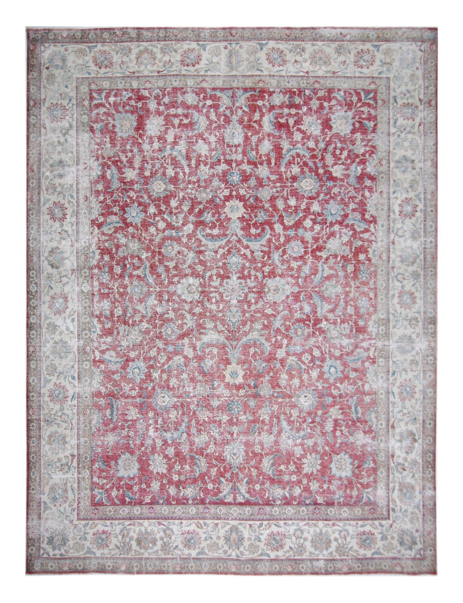 Handmade Vintage Persian Tabriz Rug | 376 x 296 cm | 12'4" x 9'9" - Najaf Rugs & Textile
