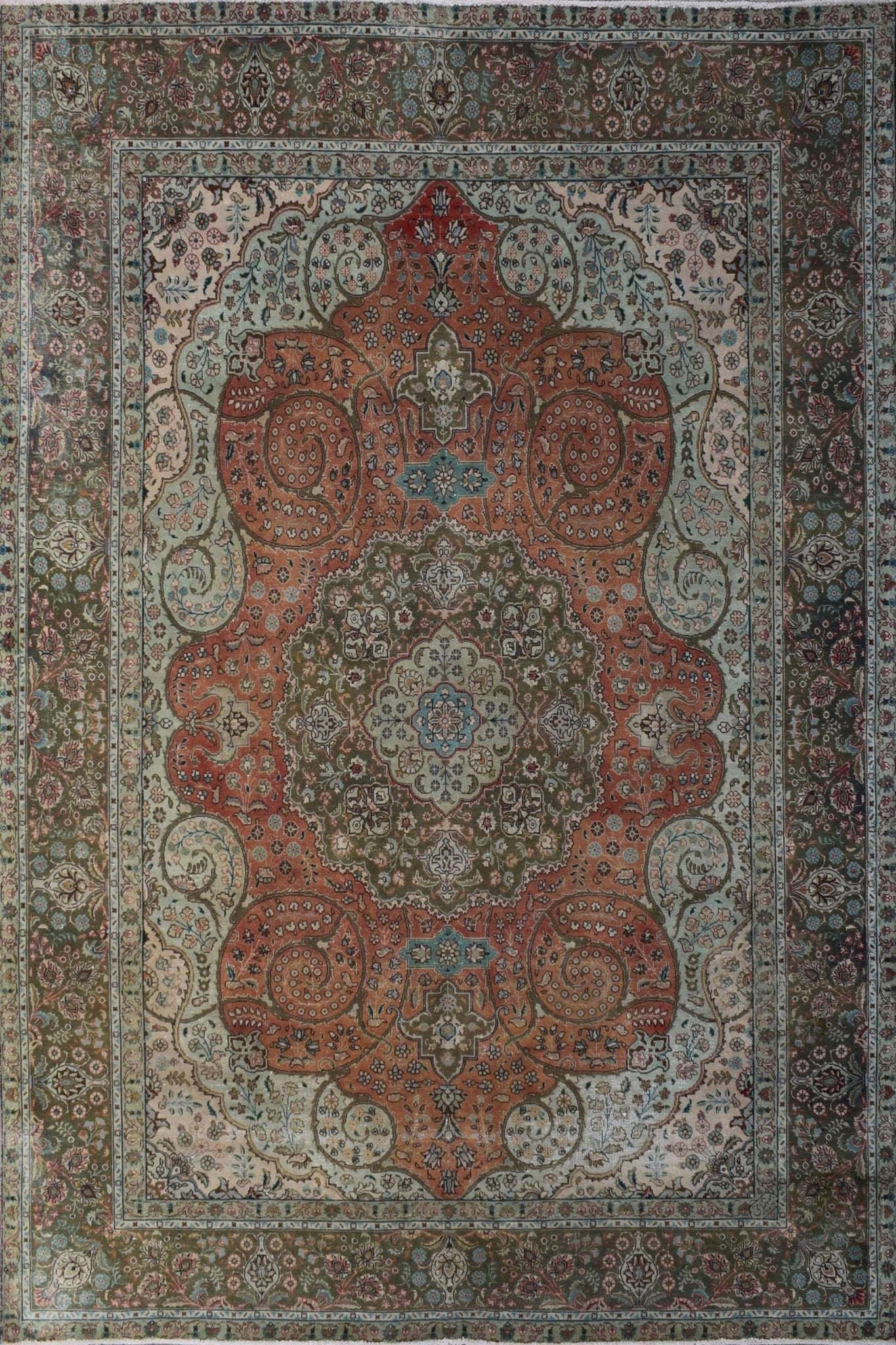 Handmade Vintage Persian Tabriz Rug | 383 x 287 cm | 13'4" x 9'4" - Najaf Rugs & Textile