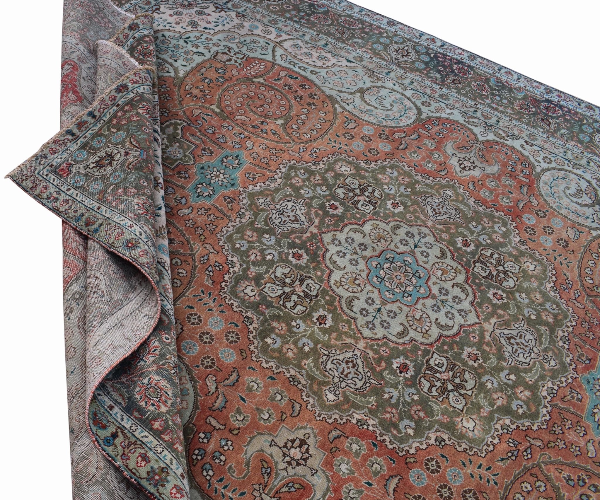 Handmade Vintage Persian Tabriz Rug | 383 x 287 cm | 13'4" x 9'4" - Najaf Rugs & Textile