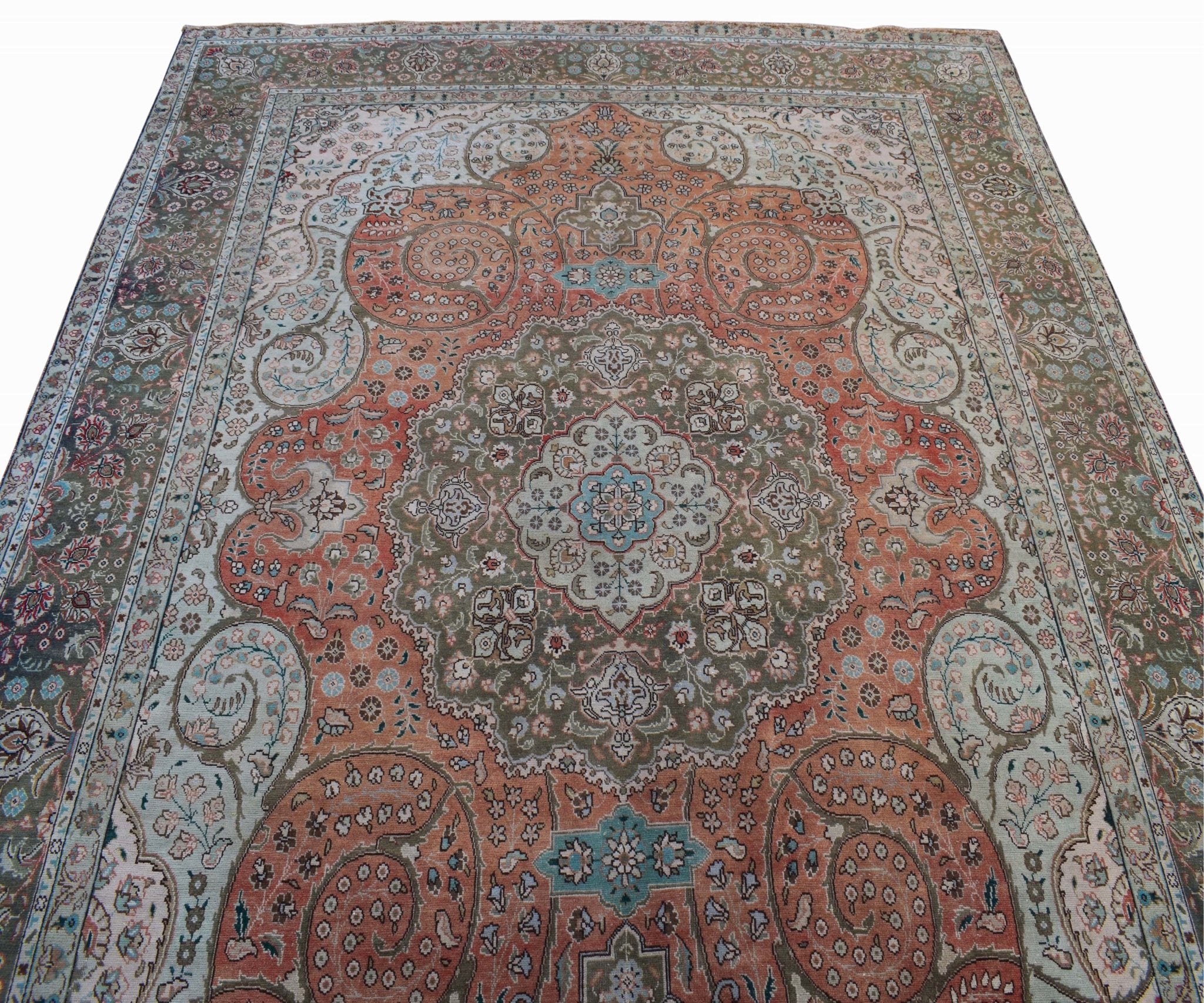 Handmade Vintage Persian Tabriz Rug | 383 x 287 cm | 13'4" x 9'4" - Najaf Rugs & Textile