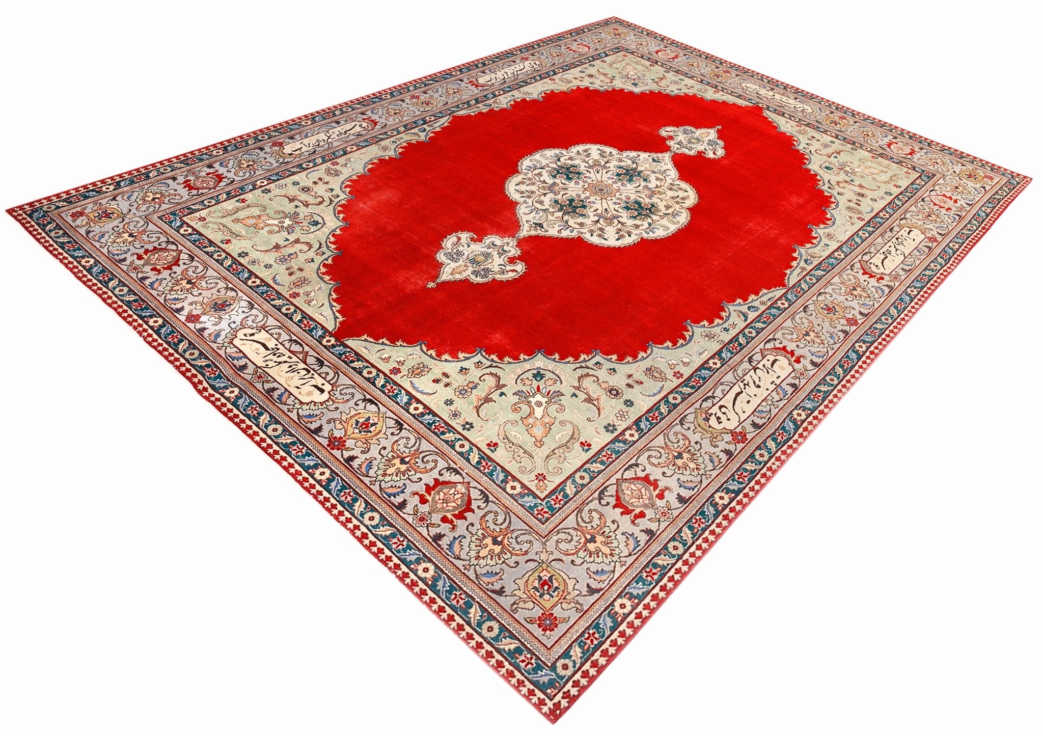 Handmade Vintage Persian Tabriz Rug | 383 x 292 cm | 12'7" x 9'7" - Najaf Rugs & Textile