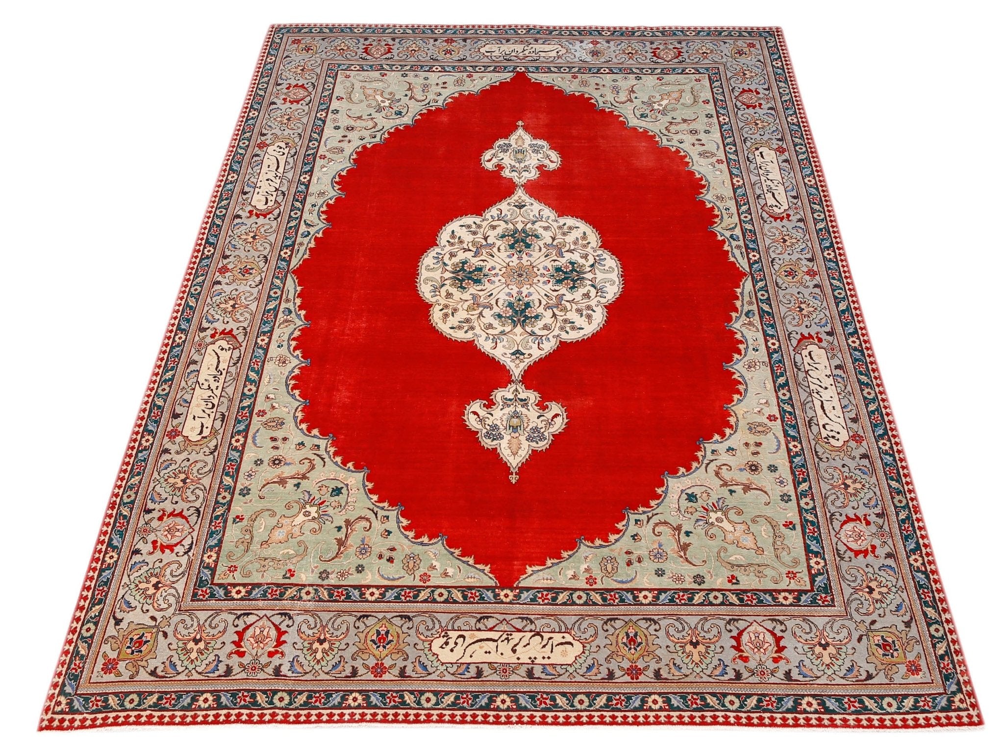 Handmade Vintage Persian Tabriz Rug | 383 x 292 cm | 12'7" x 9'7" - Najaf Rugs & Textile