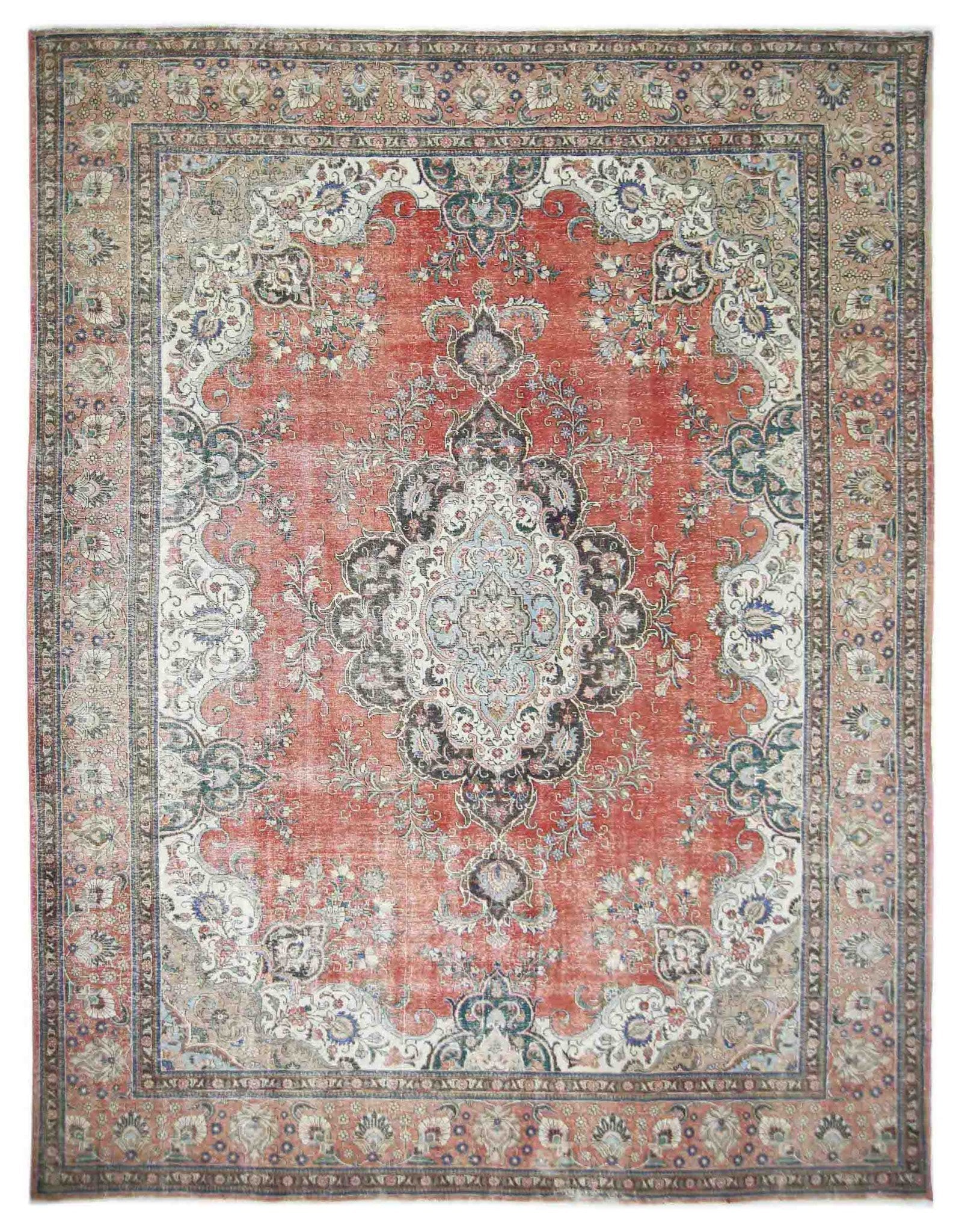 Handmade Vintage Persian Tabriz Rug | 405 x 292 cm | 13'3" x 9'7" - Najaf Rugs & Textile