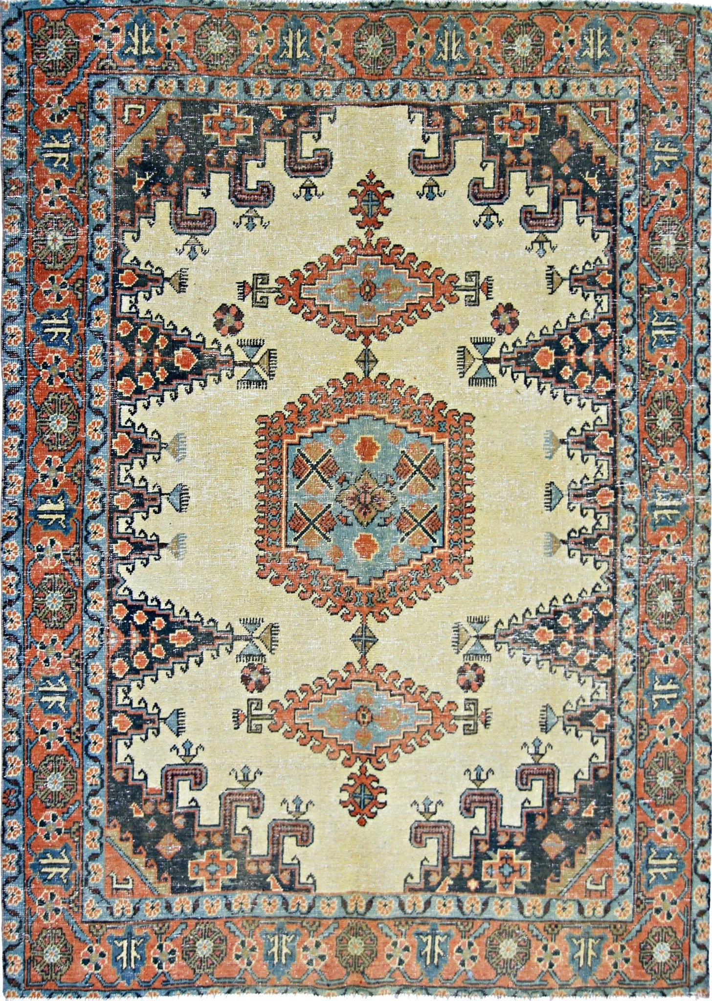 Handmade Vintage Persian Wiss Rug | 200 x 153 cm | 6'7" x 5' - Najaf Rugs & Textile