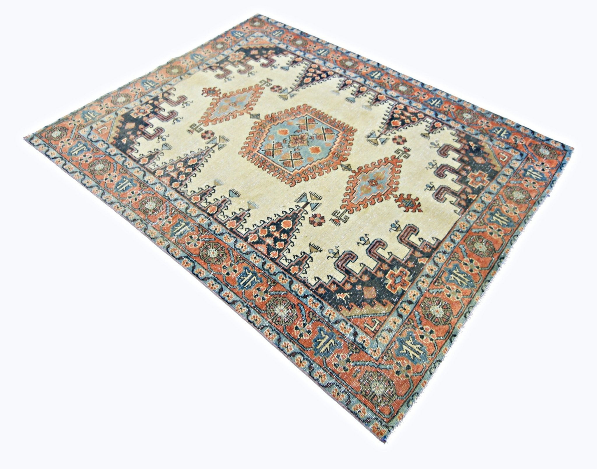Handmade Vintage Persian Wiss Rug | 200 x 153 cm | 6'7" x 5' - Najaf Rugs & Textile