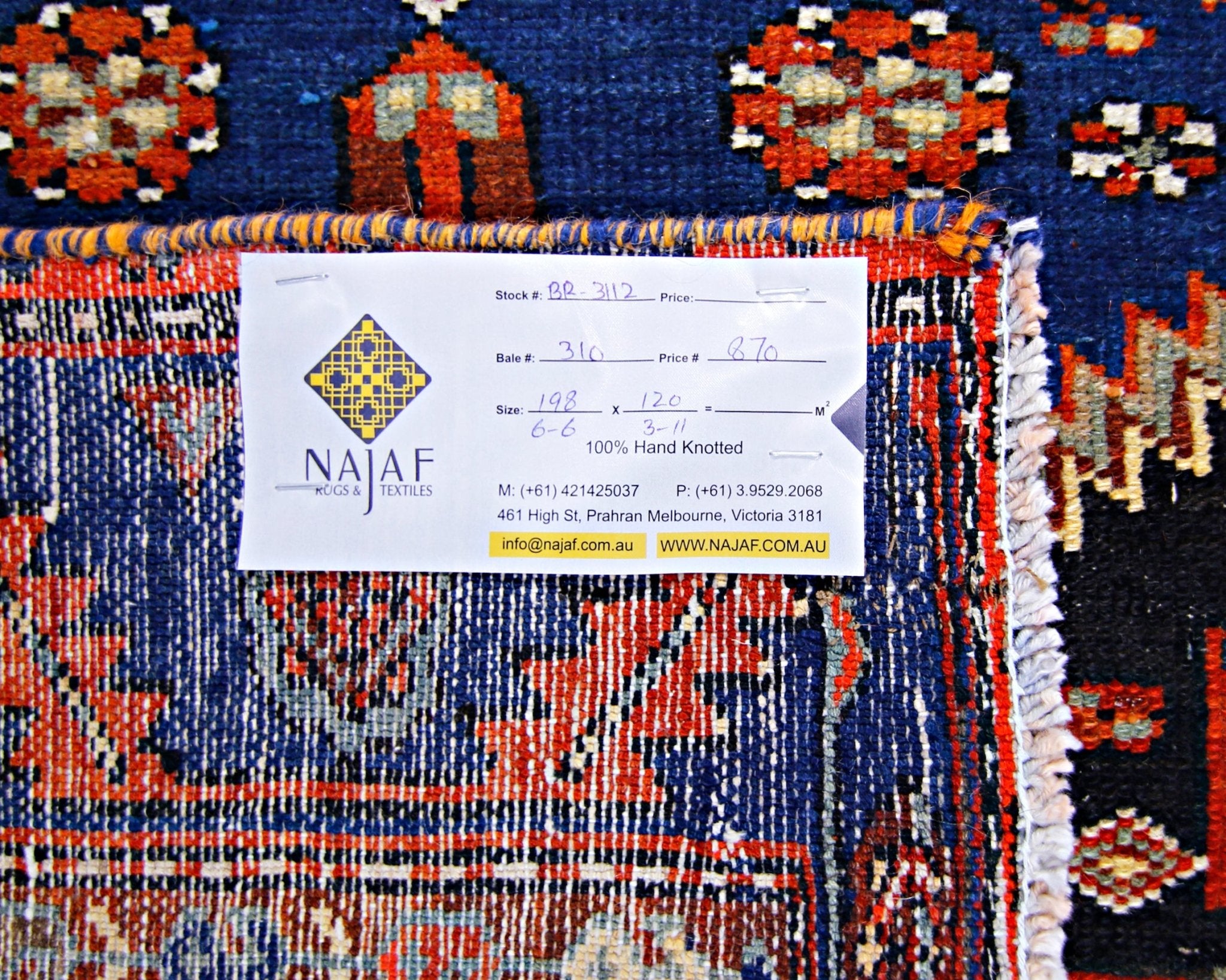 Handmade Vintage Persian Zanjan Rug | 198 x 120 cm | 6'6" x 3'11" - Najaf Rugs & Textile