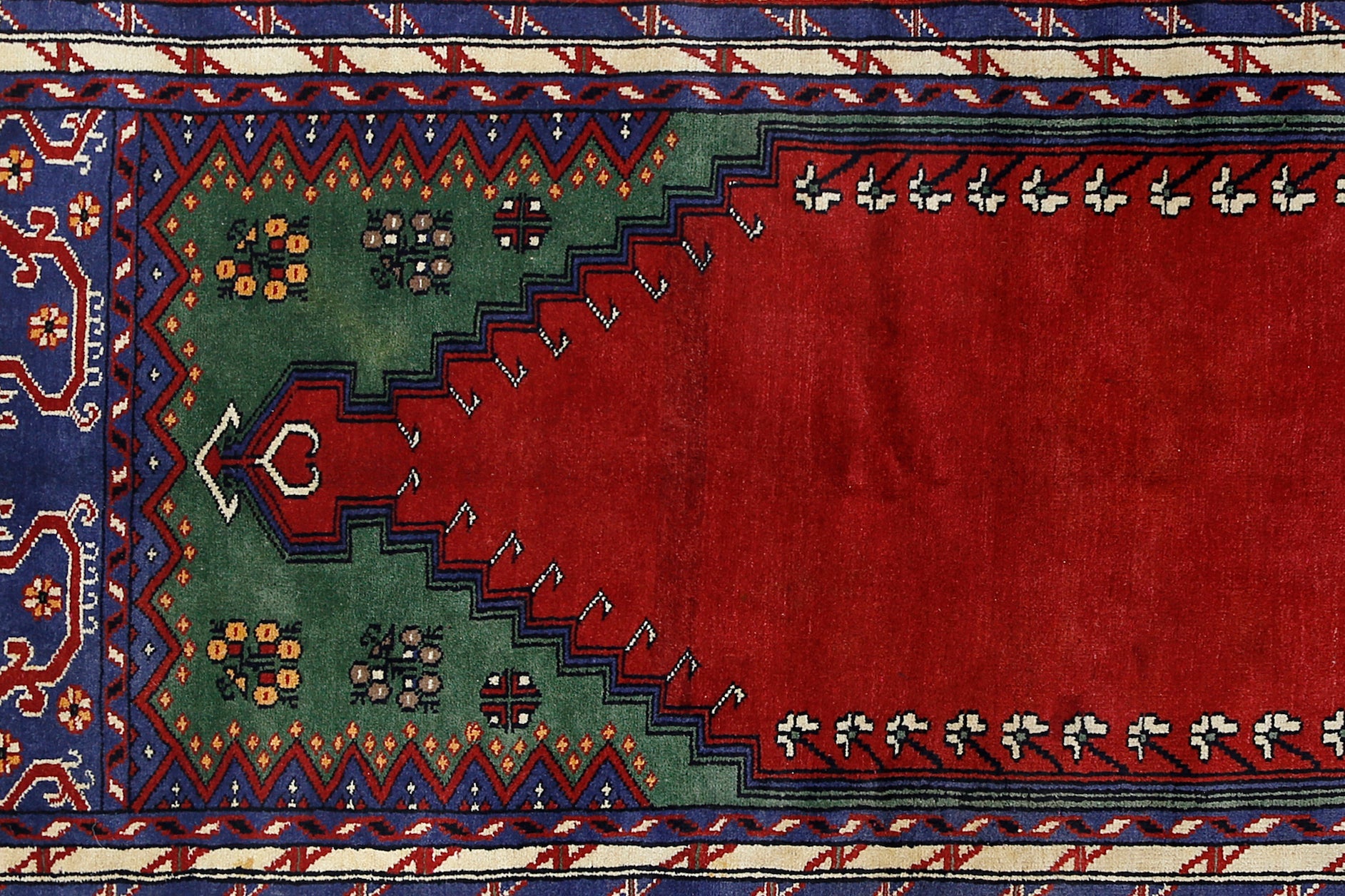 Handmade Vintage Prayer Rug | 175 x 99 cm | 5'9" x 3'3" - Najaf Rugs & Textile