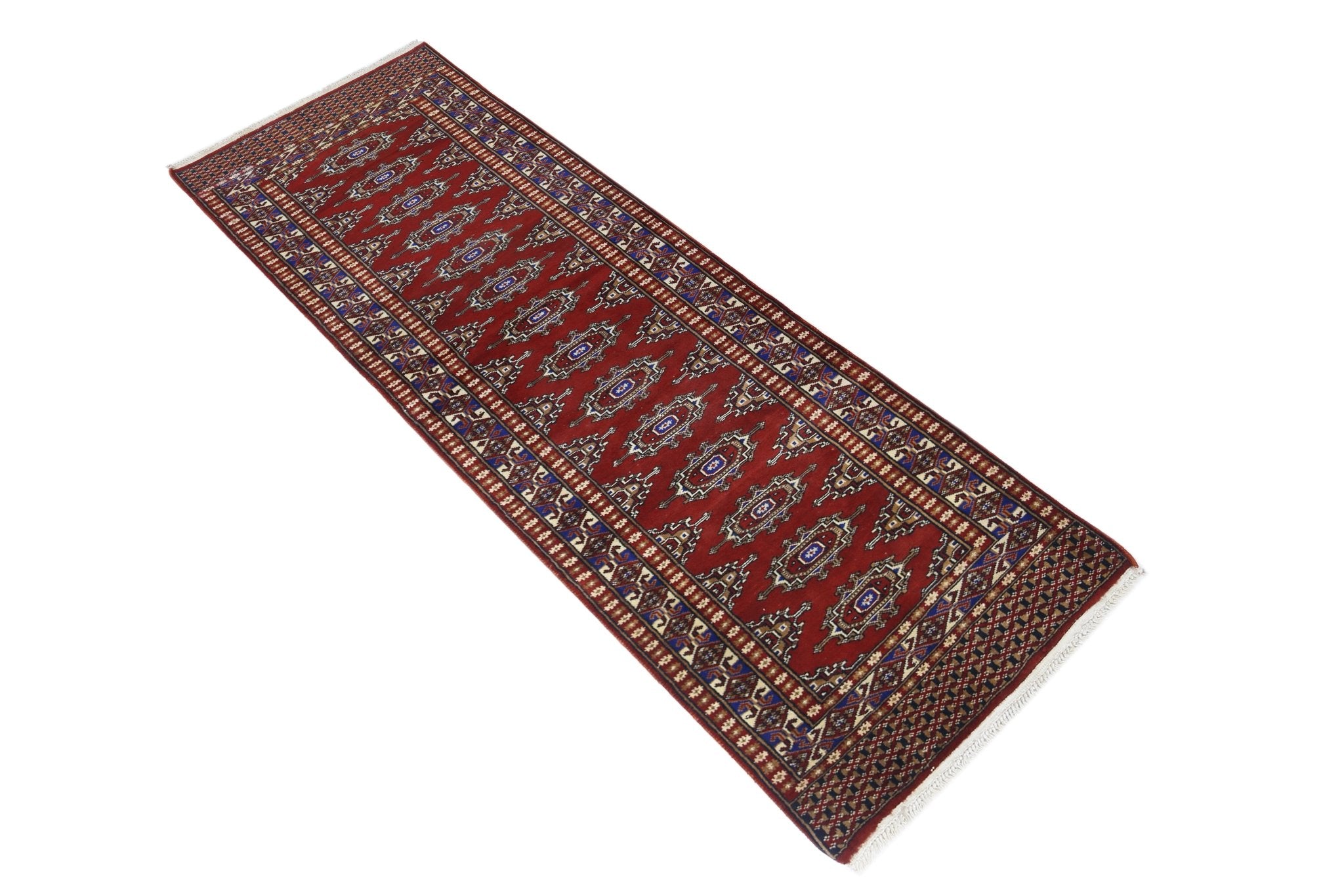 Handmade Vintage Princess Bokhara Hallway Runner | 187 x 63 cm | 6'2" x 2'1" - Najaf Rugs & Textile