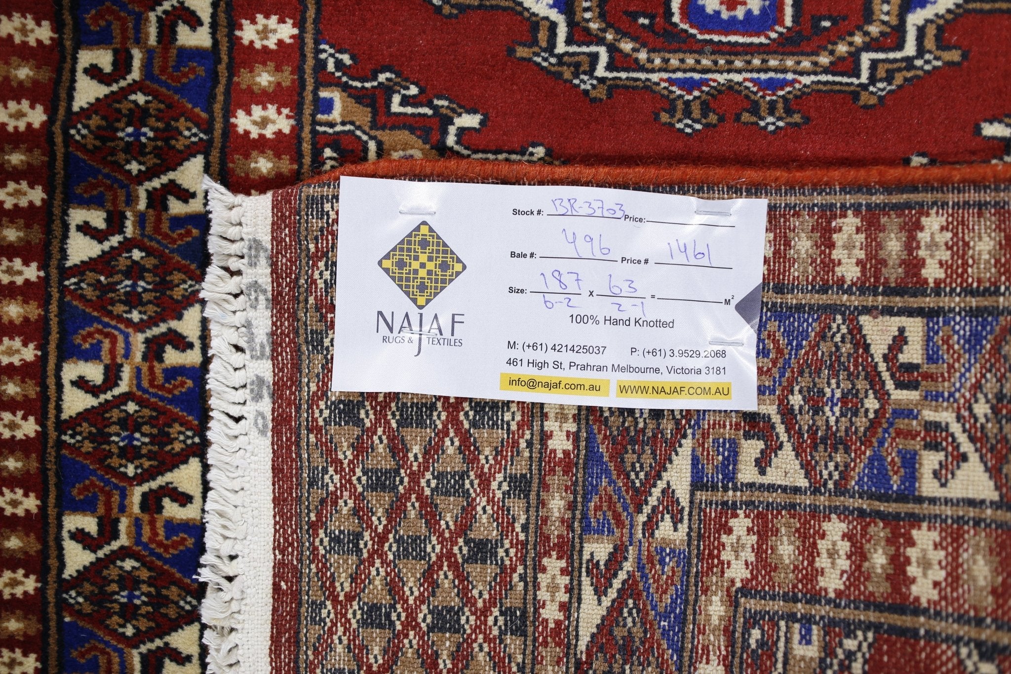 Handmade Vintage Princess Bokhara Hallway Runner | 187 x 63 cm | 6'2" x 2'1" - Najaf Rugs & Textile