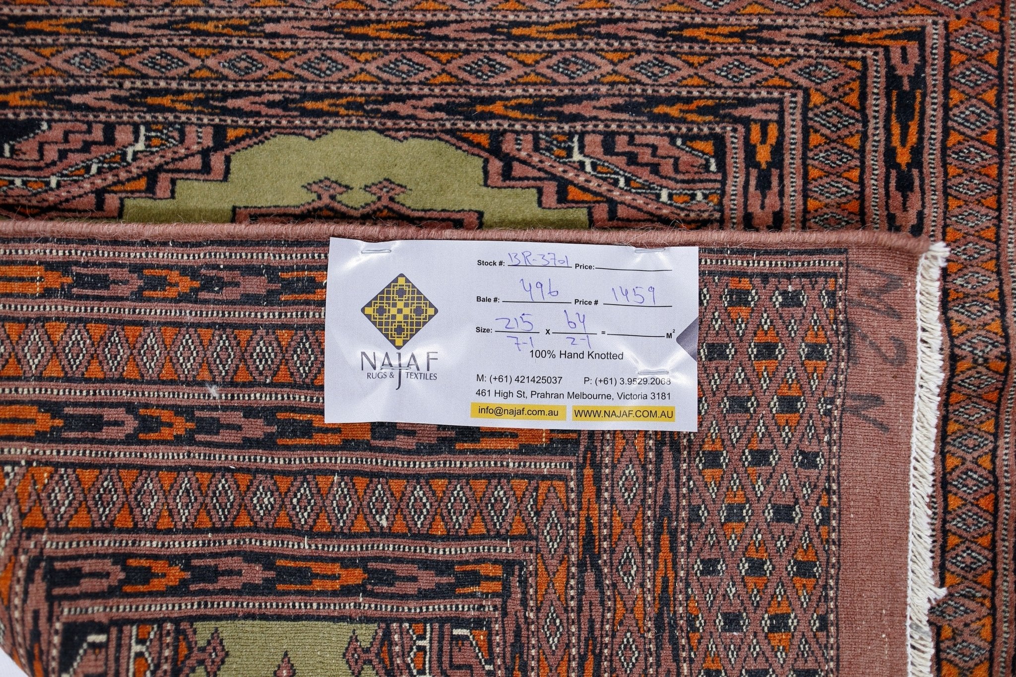 Handmade Vintage Princess Bokhara Hallway Runner | 215 x 64 cm | 7'1" x 2'1" - Najaf Rugs & Textile