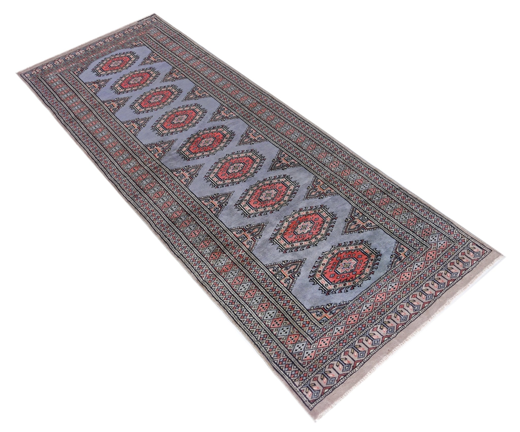 Handmade Vintage Princess Bokhara Hallway Runner | 224 x 78 cm | 7'4" x 2'6" - Najaf Rugs & Textile