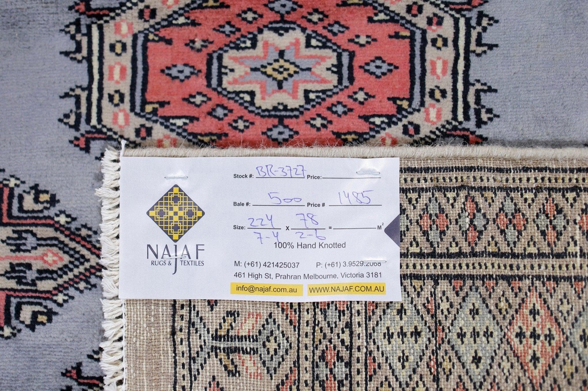 Handmade Vintage Princess Bokhara Hallway Runner | 224 x 78 cm | 7'4" x 2'6" - Najaf Rugs & Textile