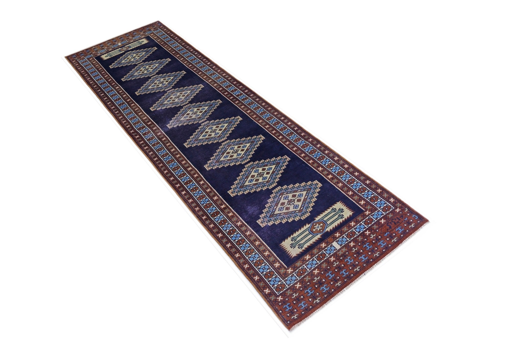 Handmade Vintage Princess Bokhara Hallway Runner | 252 x 75 cm | 8'4" x 2'6" - Najaf Rugs & Textile