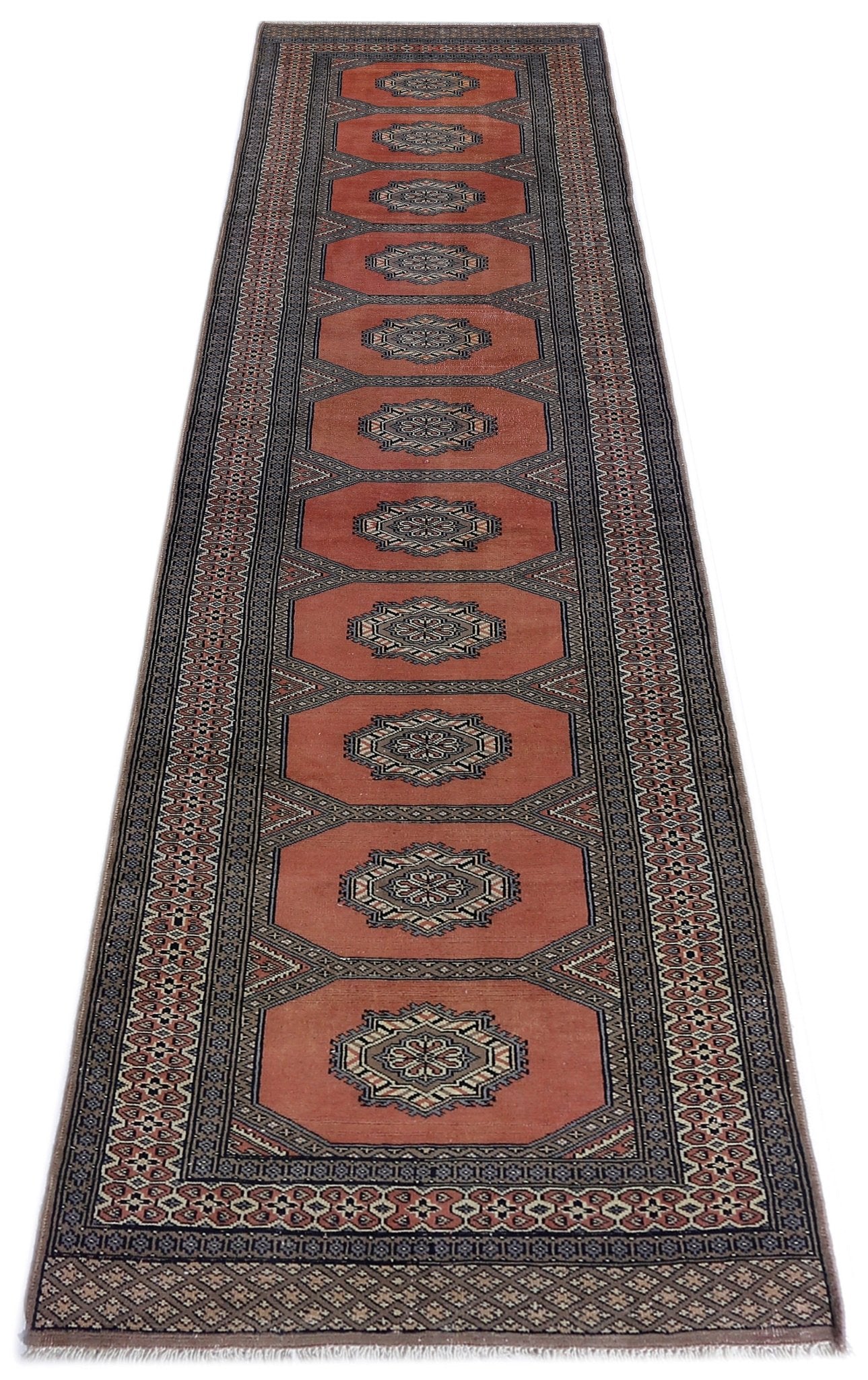 Handmade Vintage Princess Bokhara Hallway Runner | 308 x 78 cm | 10'1" x 2'7" - Najaf Rugs & Textile