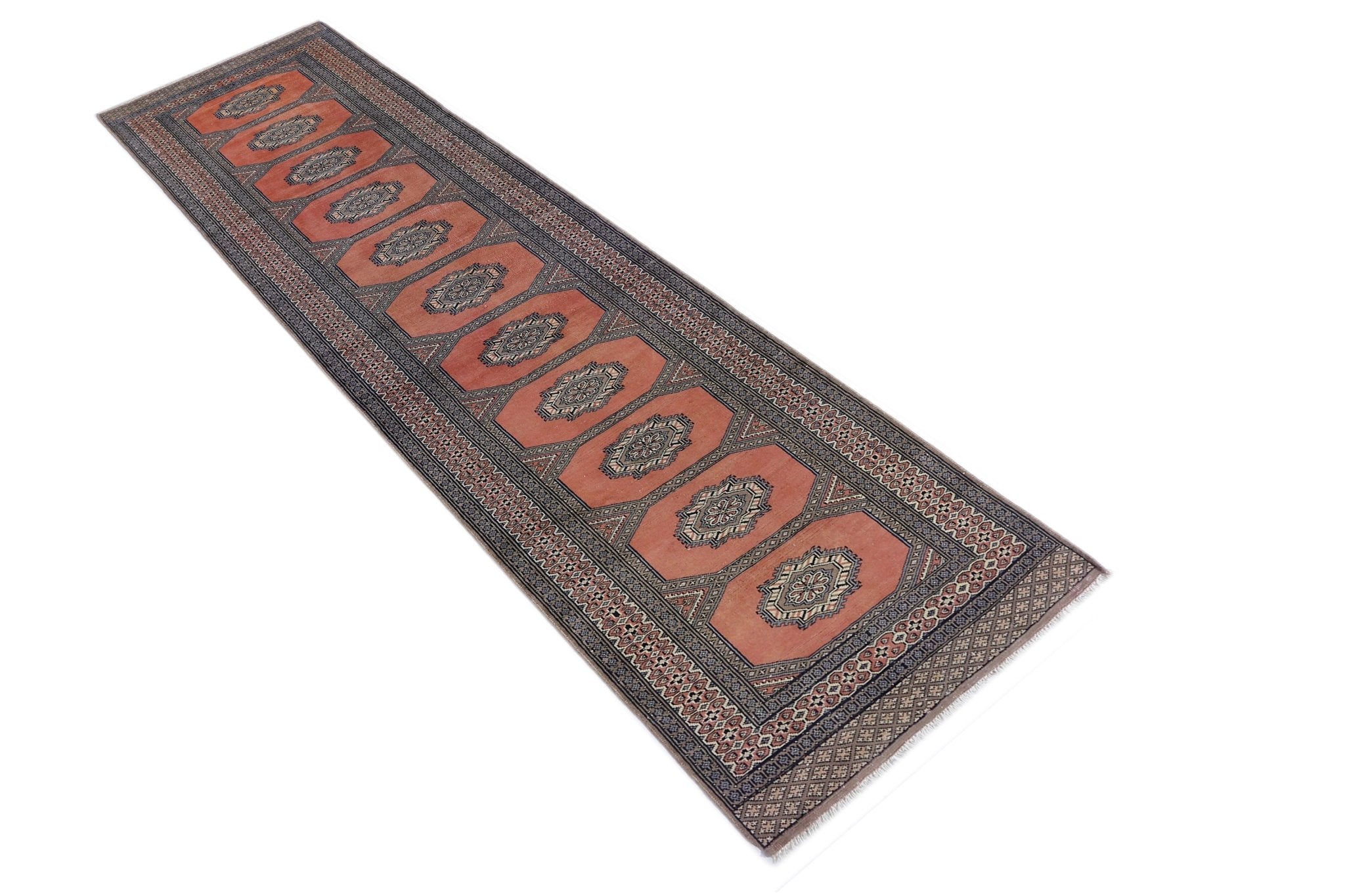 Handmade Vintage Princess Bokhara Hallway Runner | 308 x 78 cm | 10'1" x 2'7" - Najaf Rugs & Textile