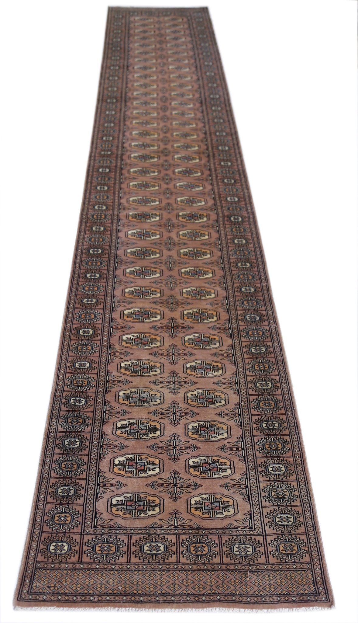 Handmade Vintage Princess Bokhara Hallway Runner | 414 x 78 cm | 13'7" x 2'7" - Najaf Rugs & Textile
