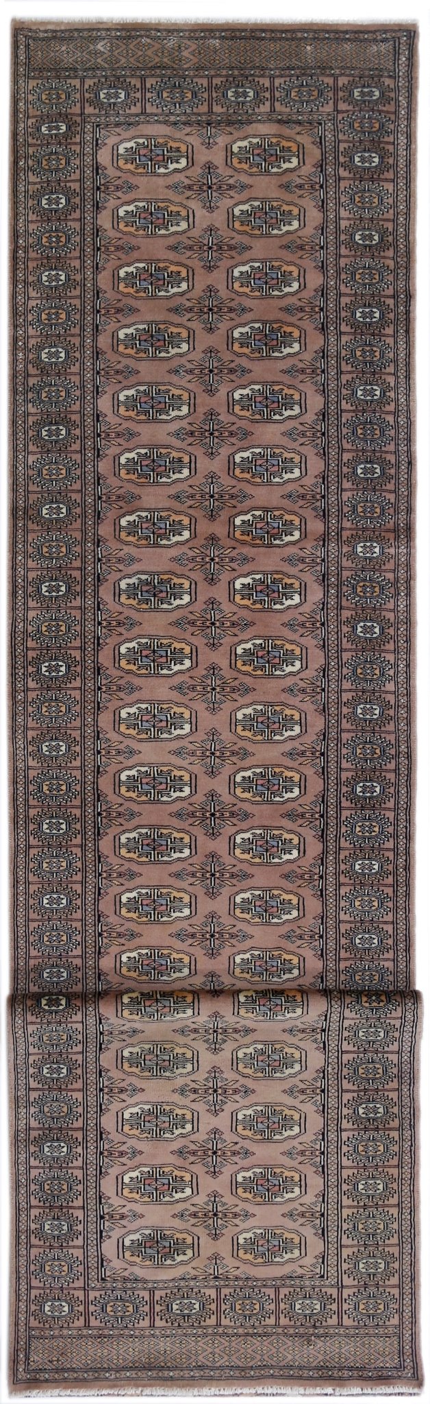 Handmade Vintage Princess Bokhara Hallway Runner | 414 x 78 cm | 13'7" x 2'7" - Najaf Rugs & Textile