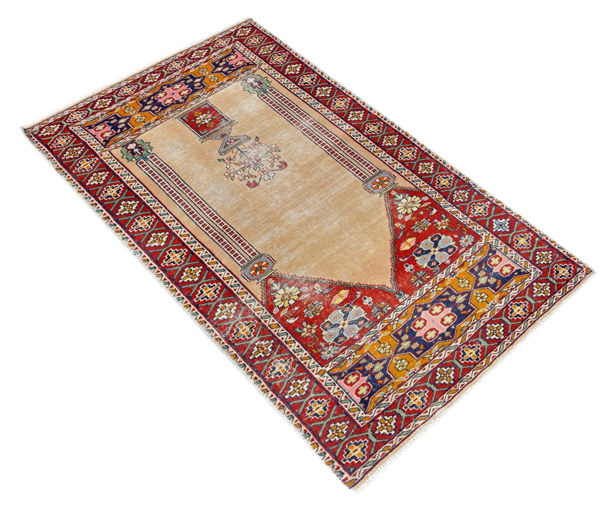 Handmade Vintage Princess Bokhara Prayer Rug | 122 x 74 cm | 4' x 2'5" - Najaf Rugs & Textile