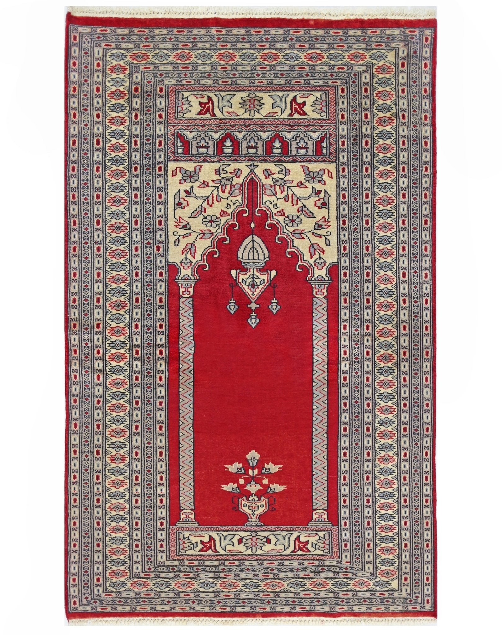 Handmade Vintage Princess Bokhara Prayer Rug | 149 x 92 cm | 4'11" x 3' - Najaf Rugs & Textile