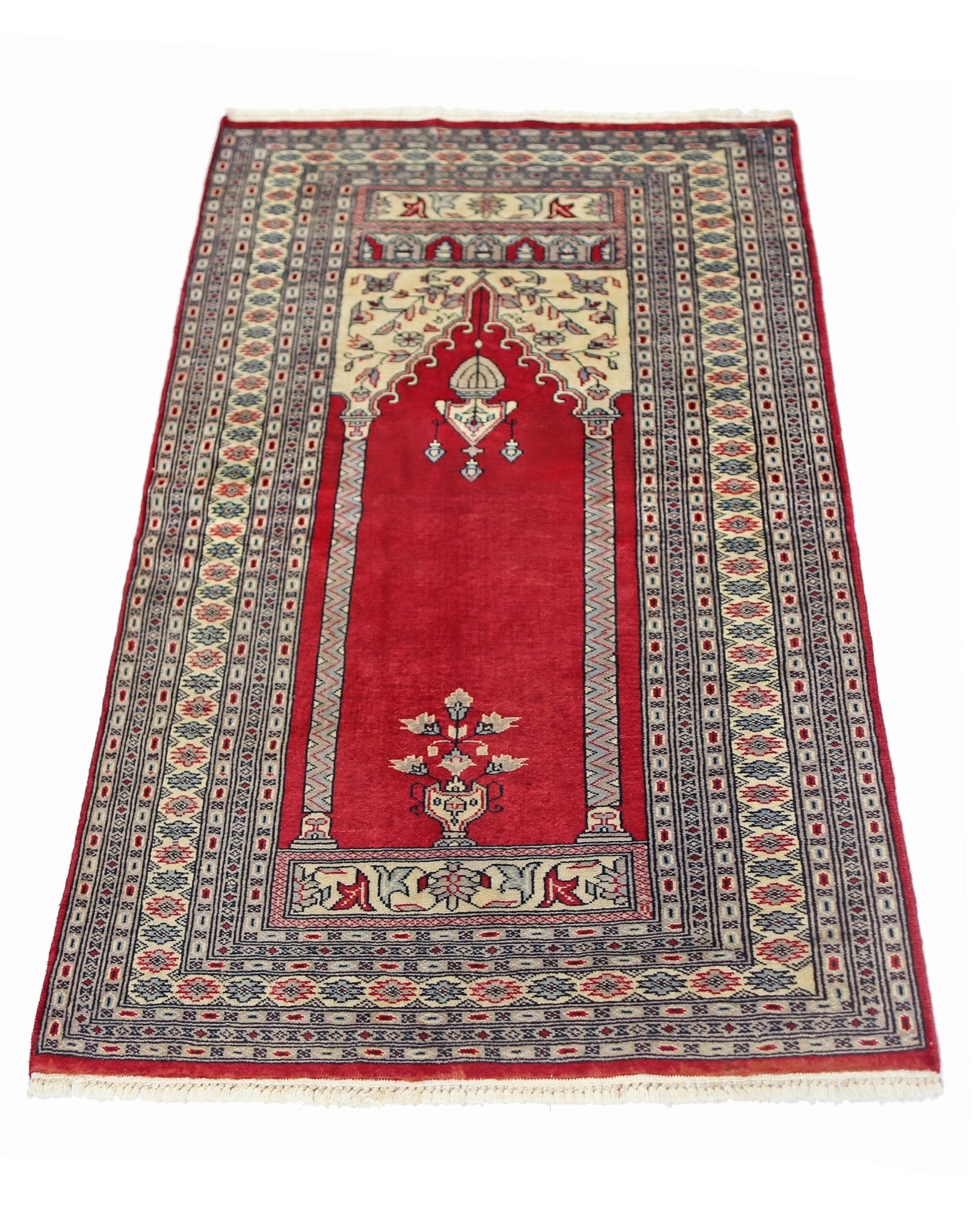 Handmade Vintage Princess Bokhara Prayer Rug | 149 x 92 cm | 4'11" x 3' - Najaf Rugs & Textile