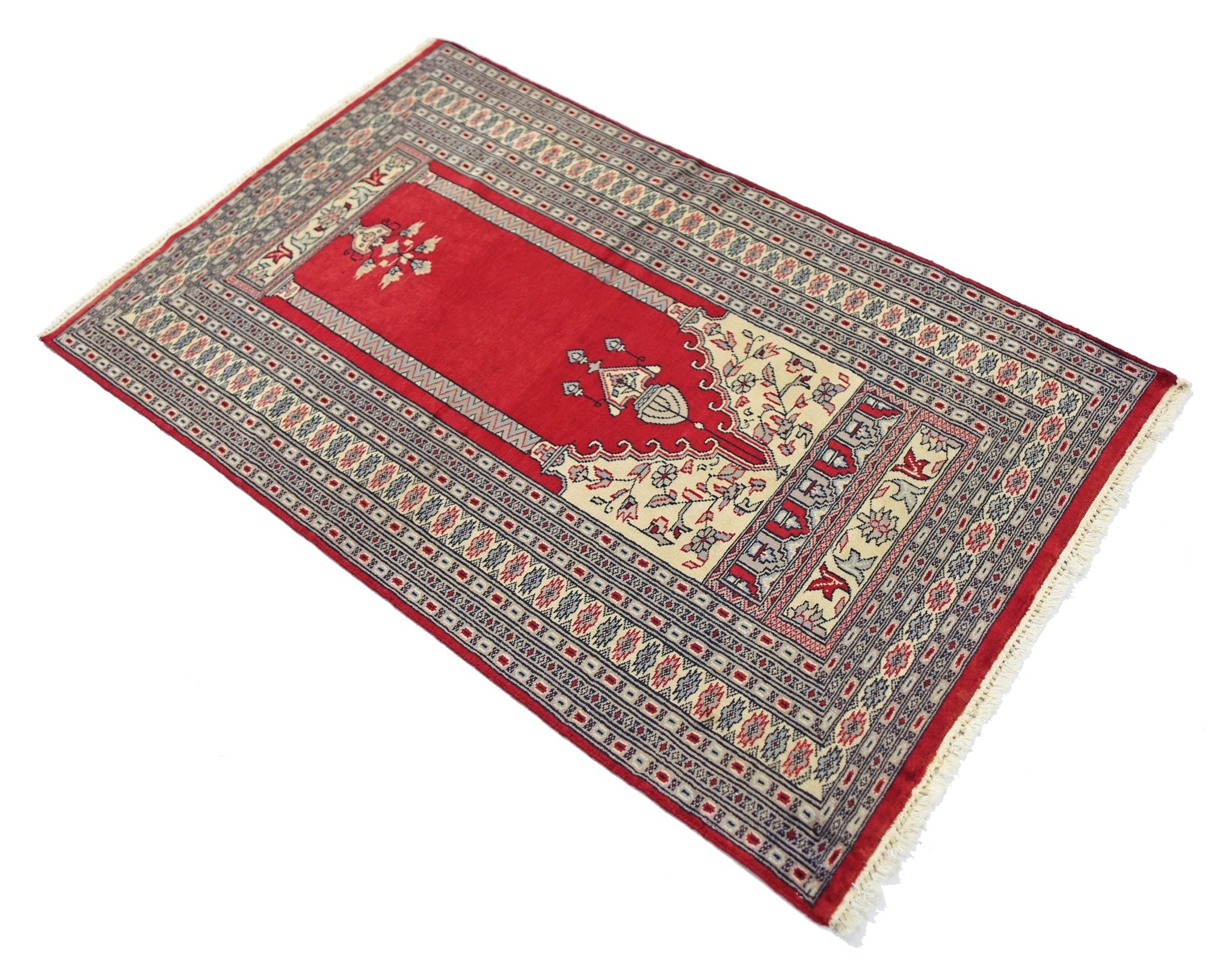 Handmade Vintage Princess Bokhara Prayer Rug | 149 x 92 cm | 4'11" x 3' - Najaf Rugs & Textile
