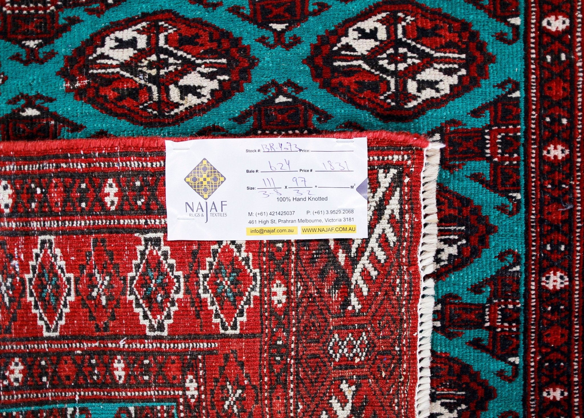 Handmade Vintage Princess Bokhara Rug | 111 x 97 cm | 3'8" x 3'2" - Najaf Rugs & Textile