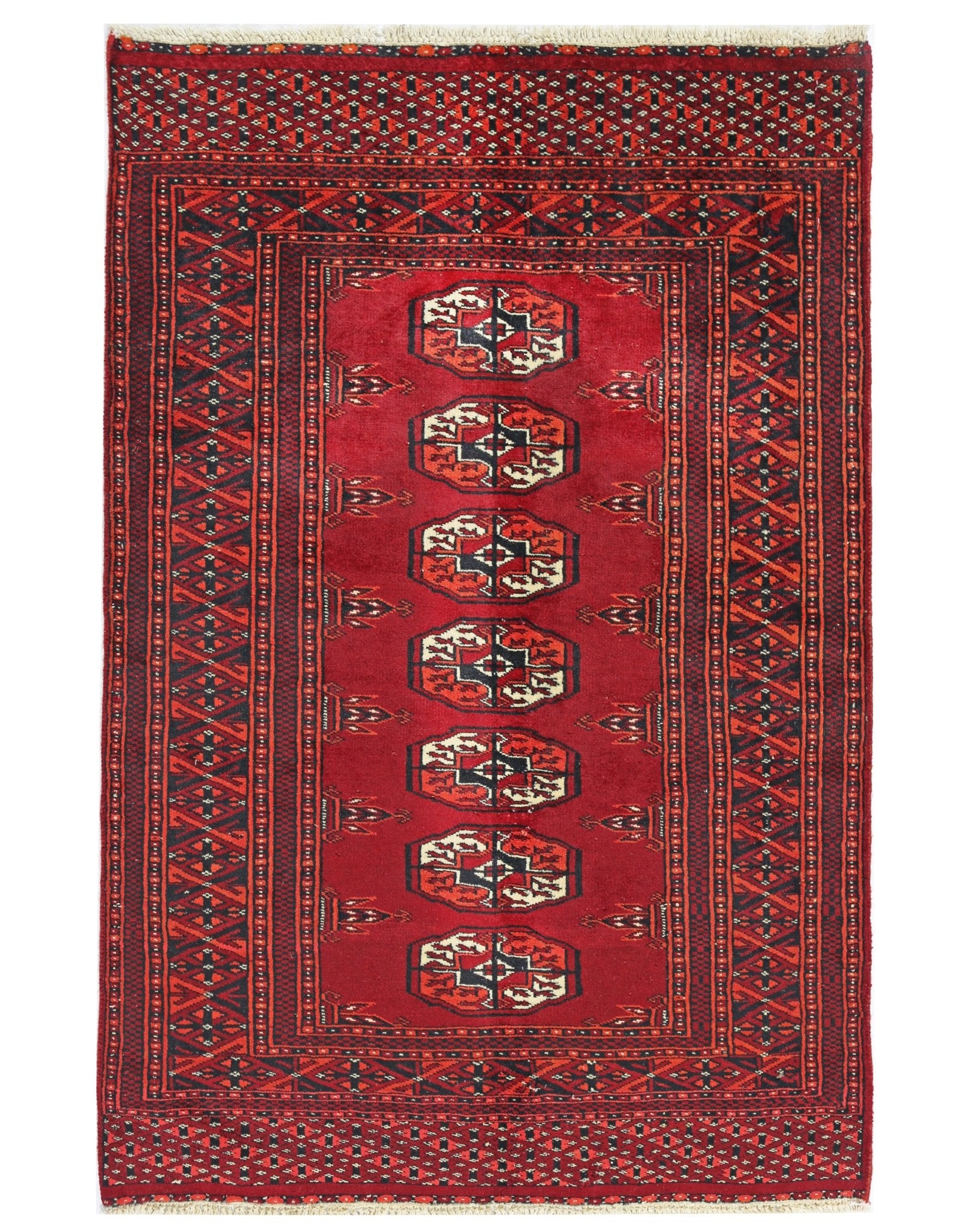 Handmade Vintage Princess Bokhara Rug | 113 x 76 cm | 3'9" x 2'6" - Najaf Rugs & Textile